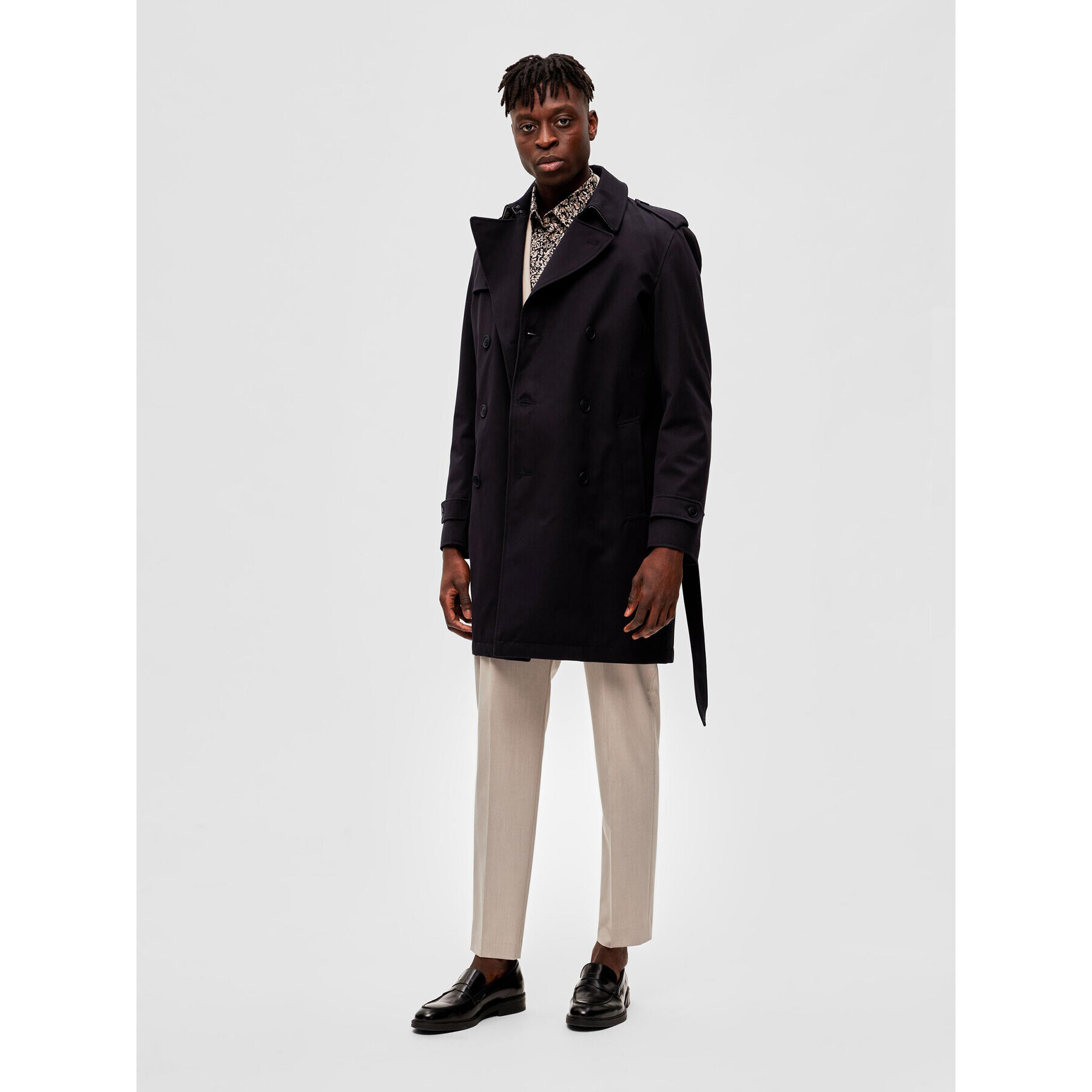 Selected Homme Тренч 16087902 Черен Regular Fit - Pepit.bg
