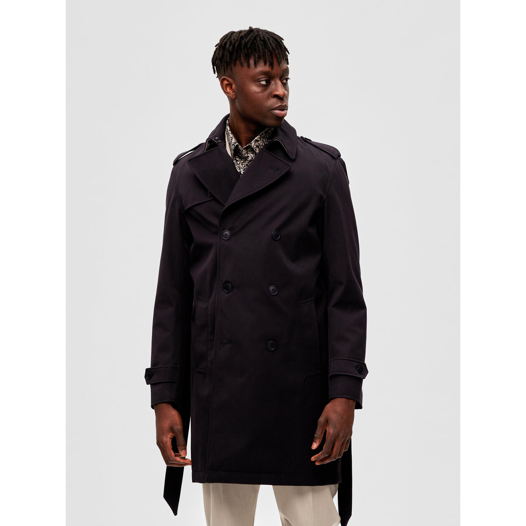 Selected Homme Тренч 16087902 Черен Regular Fit - Pepit.bg