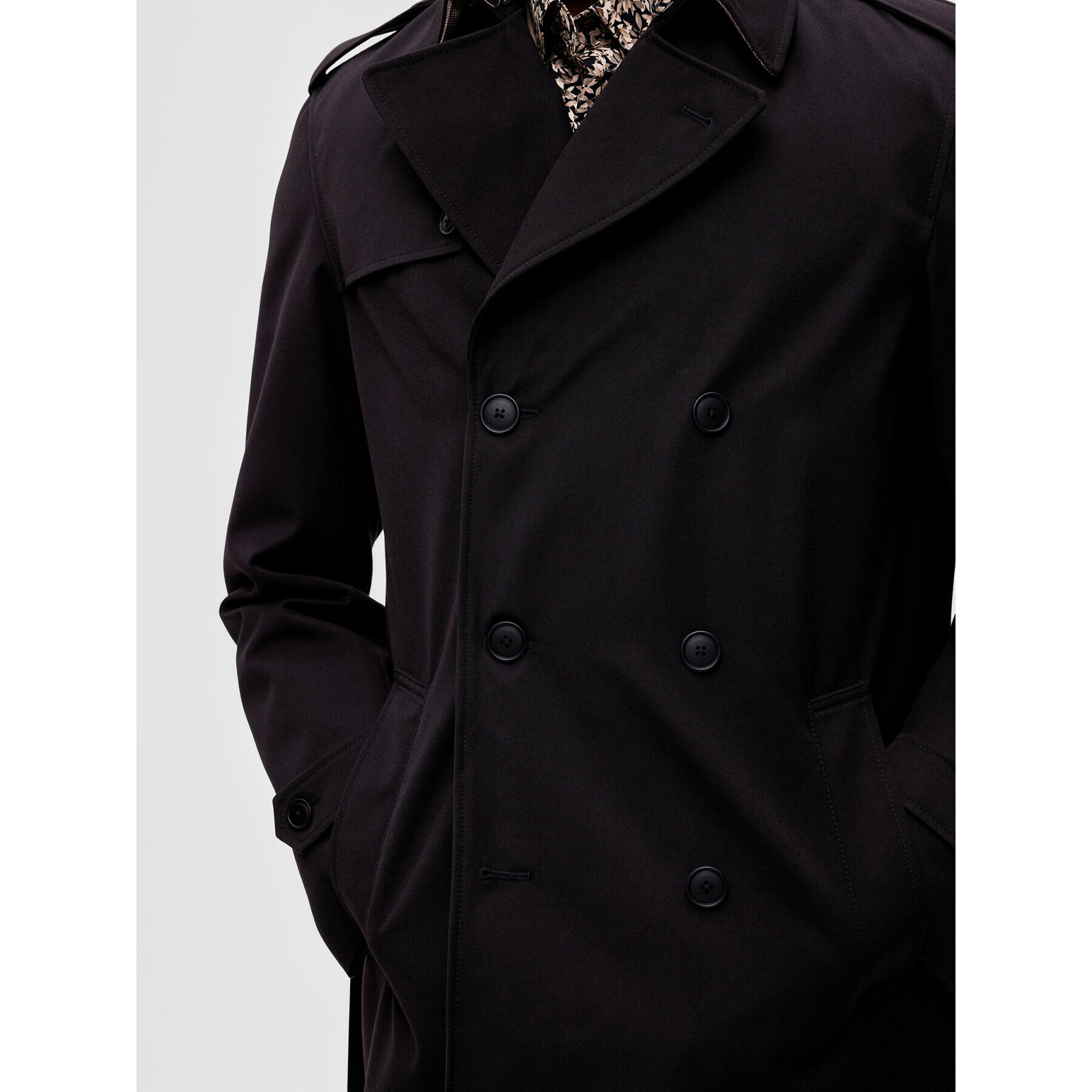 Selected Homme Тренч 16087902 Черен Regular Fit - Pepit.bg