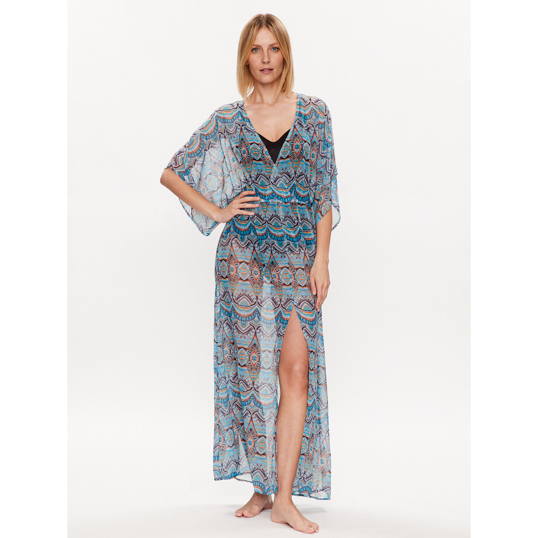 Selmark Плажна рокля BH695 Син Relaxed Fit - Pepit.bg