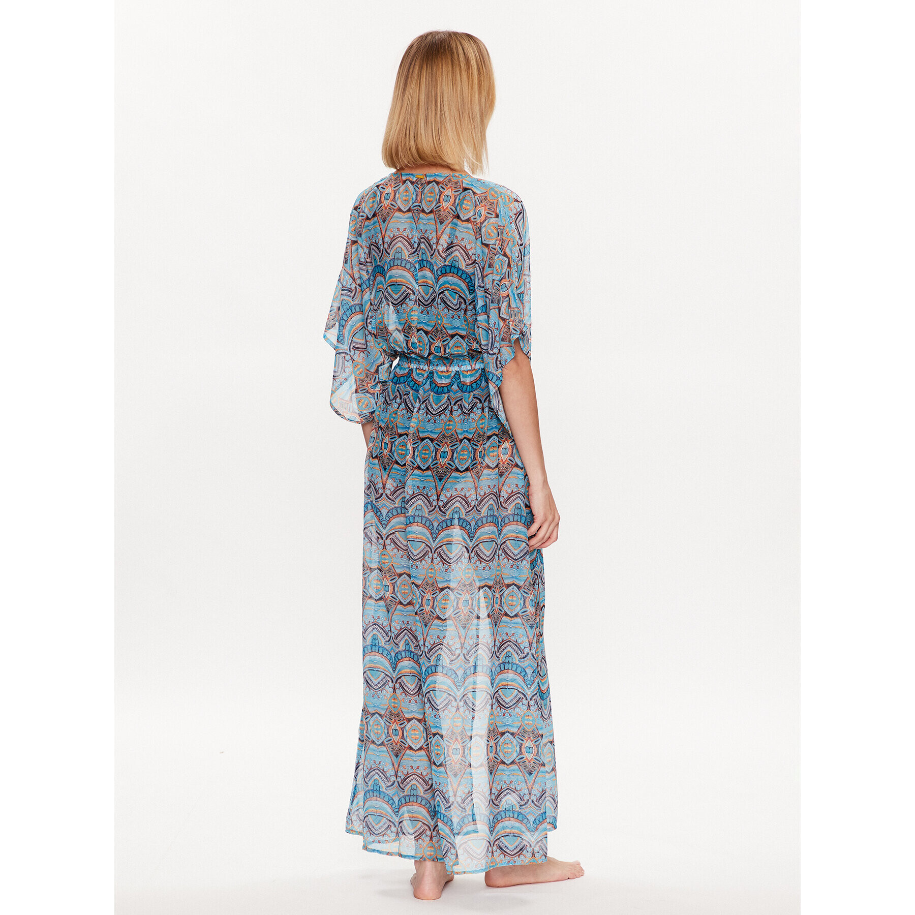 Selmark Плажна рокля BH695 Син Relaxed Fit - Pepit.bg
