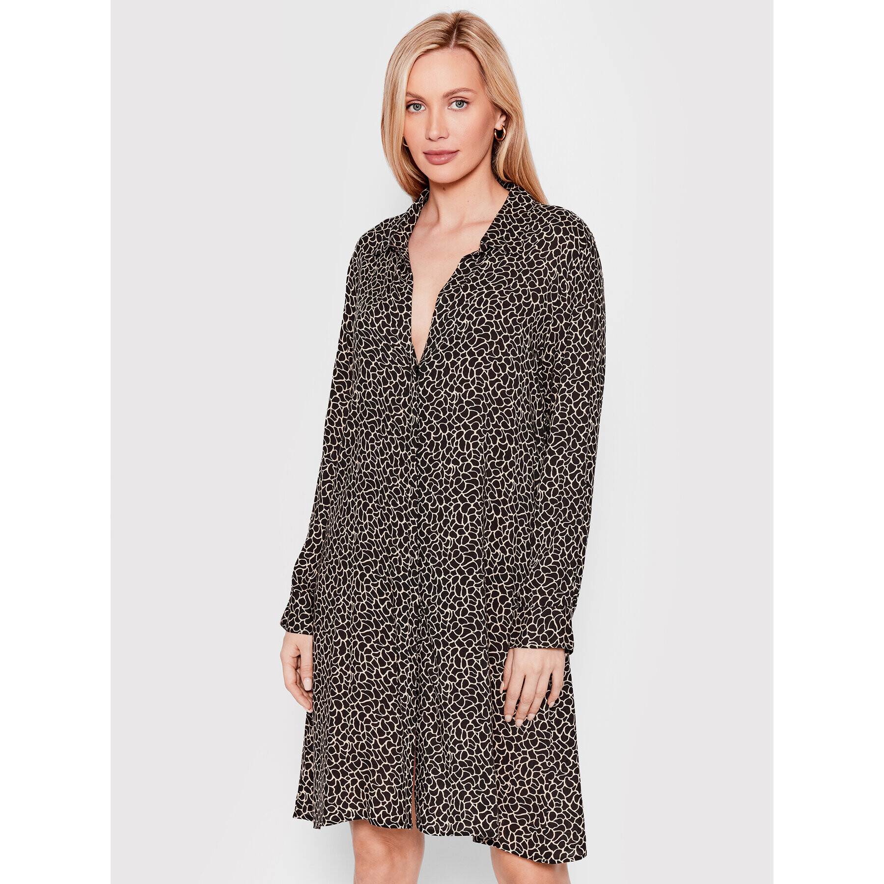 Selmark Рокля тип риза BG295 Черен Regular Fit - Pepit.bg