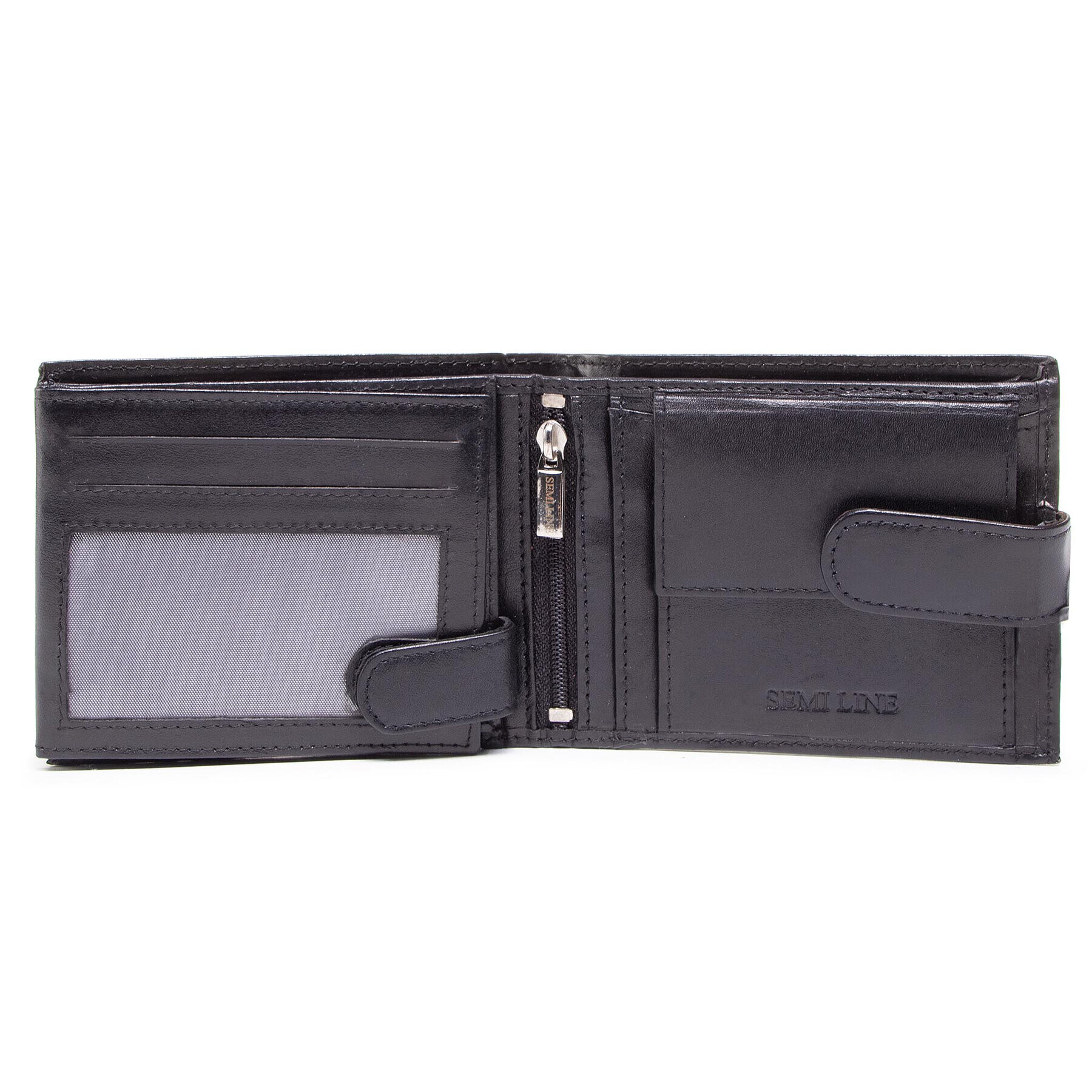 Semi Line Голям мъжки портфейл P8226-0 Черен - Pepit.bg