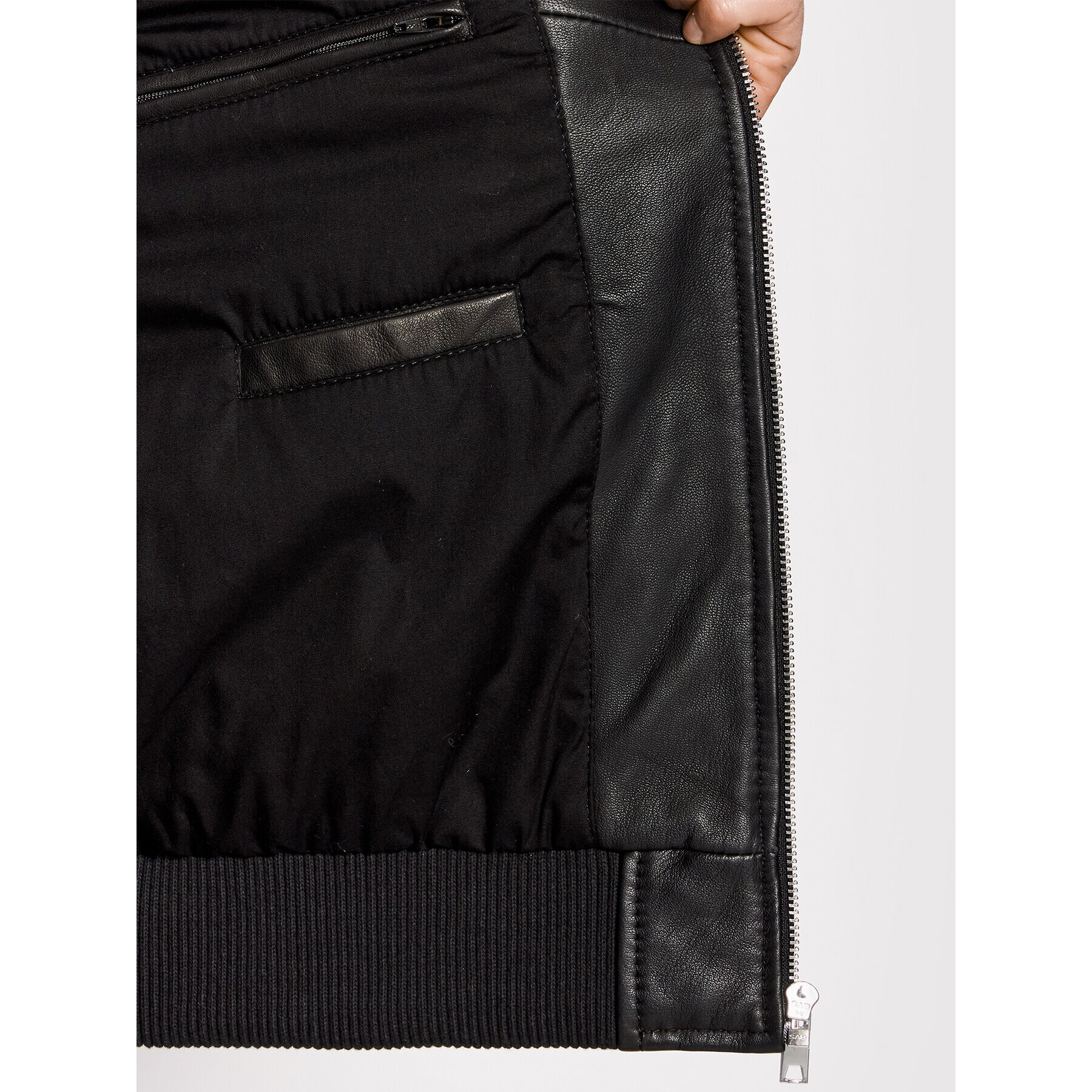 Serge Pariente Кожено яке Bonbon Черен Slim Fit - Pepit.bg