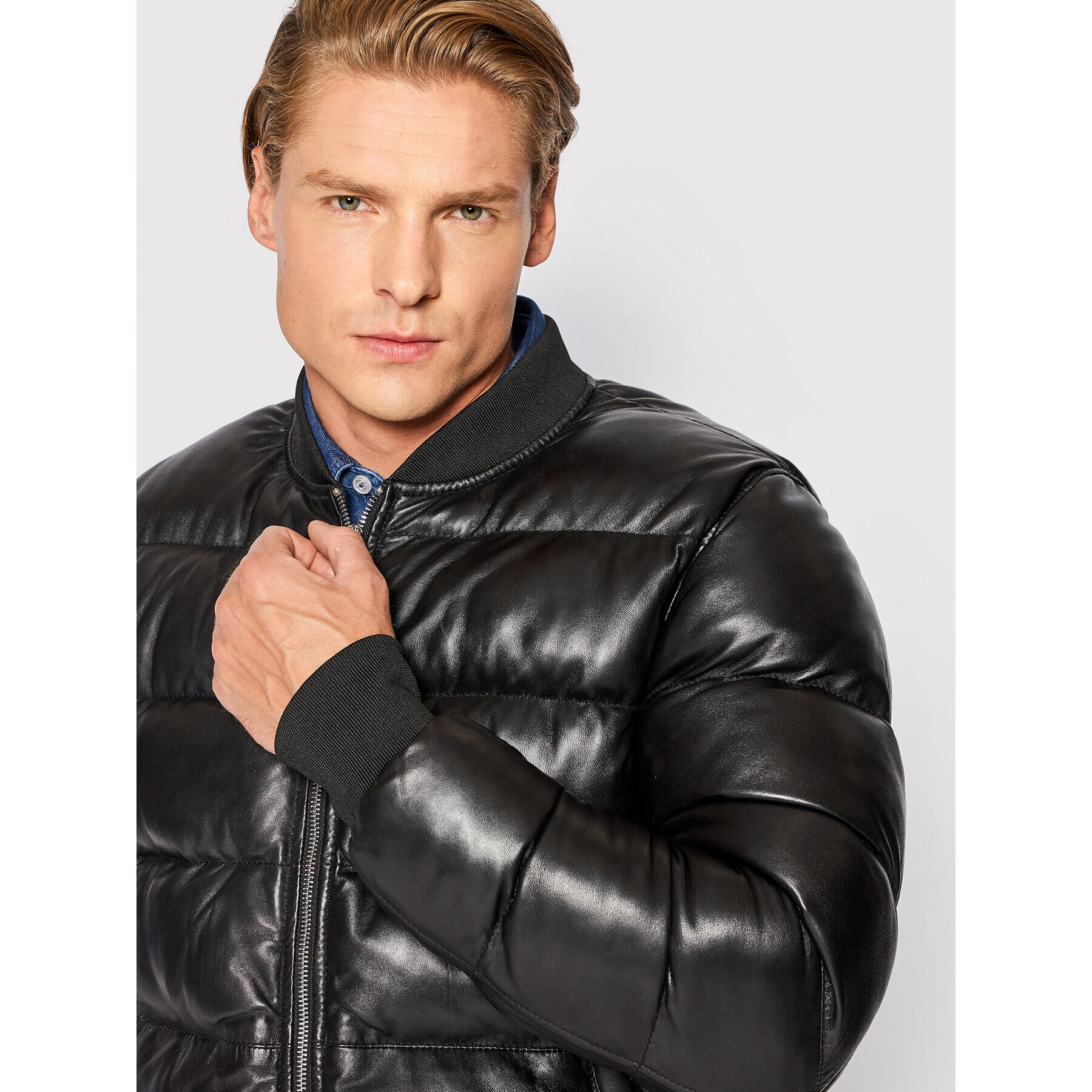 Serge Pariente Кожено яке Bonbon Doudoune Черен Regular Fit - Pepit.bg