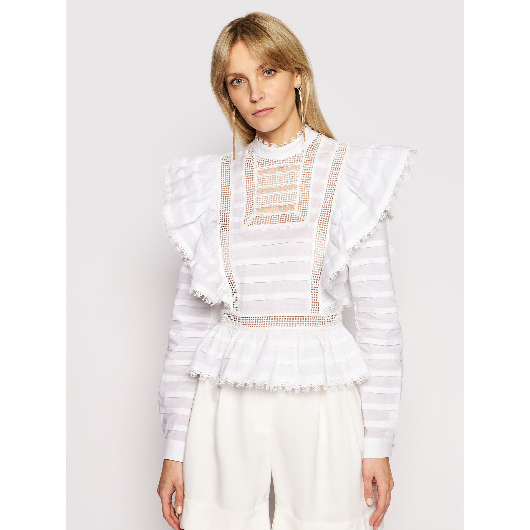 Silvian Heach Блуза Loria PGP21119BL Бял Regular Fit - Pepit.bg