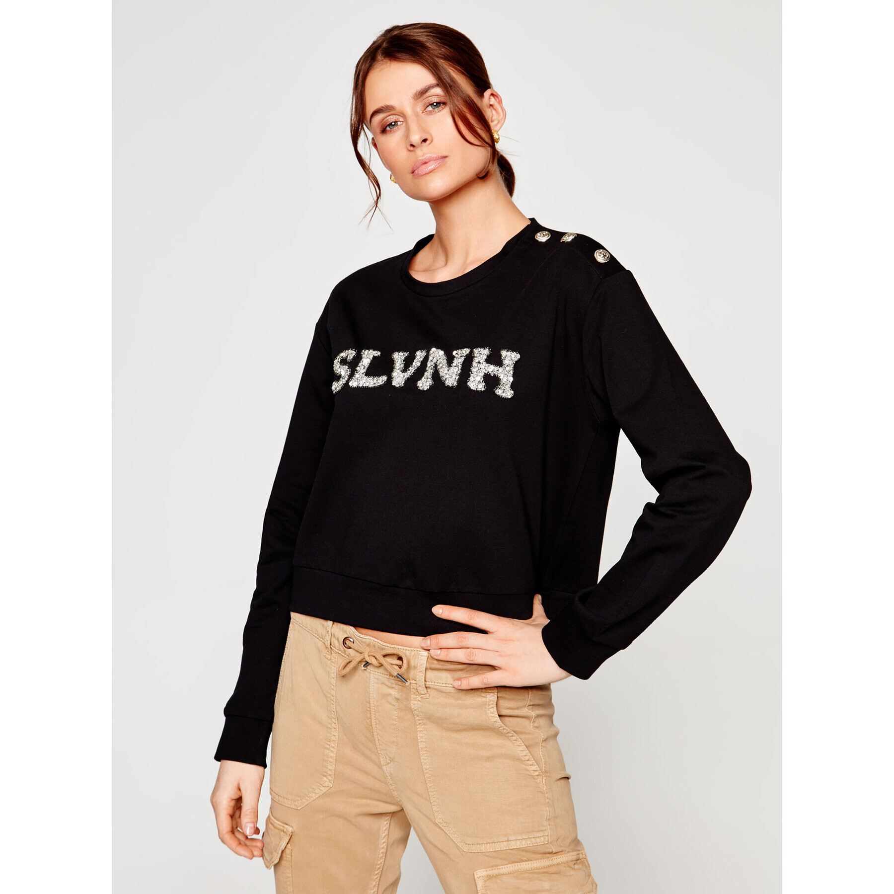 Silvian Heach Суитшърт Molop PGP20379FE Черен Relaxed Fit - Pepit.bg