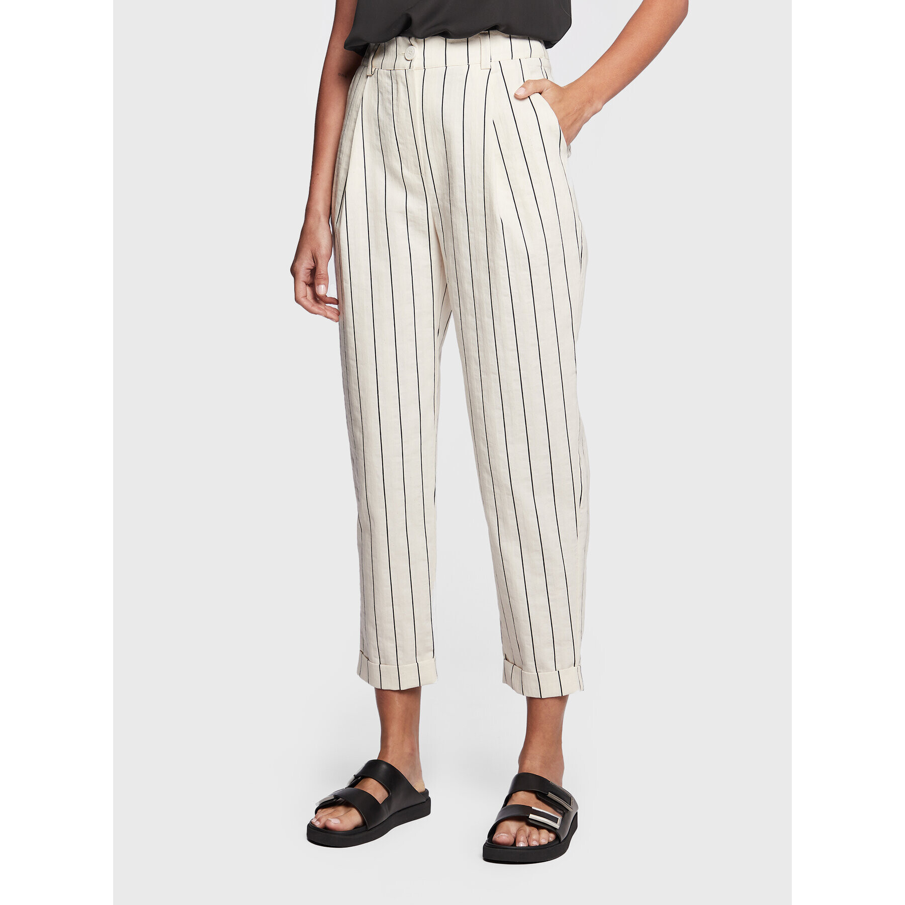Silvian Heach Текстилни панталони GPP23329PA Екрю Regular Fit - Pepit.bg