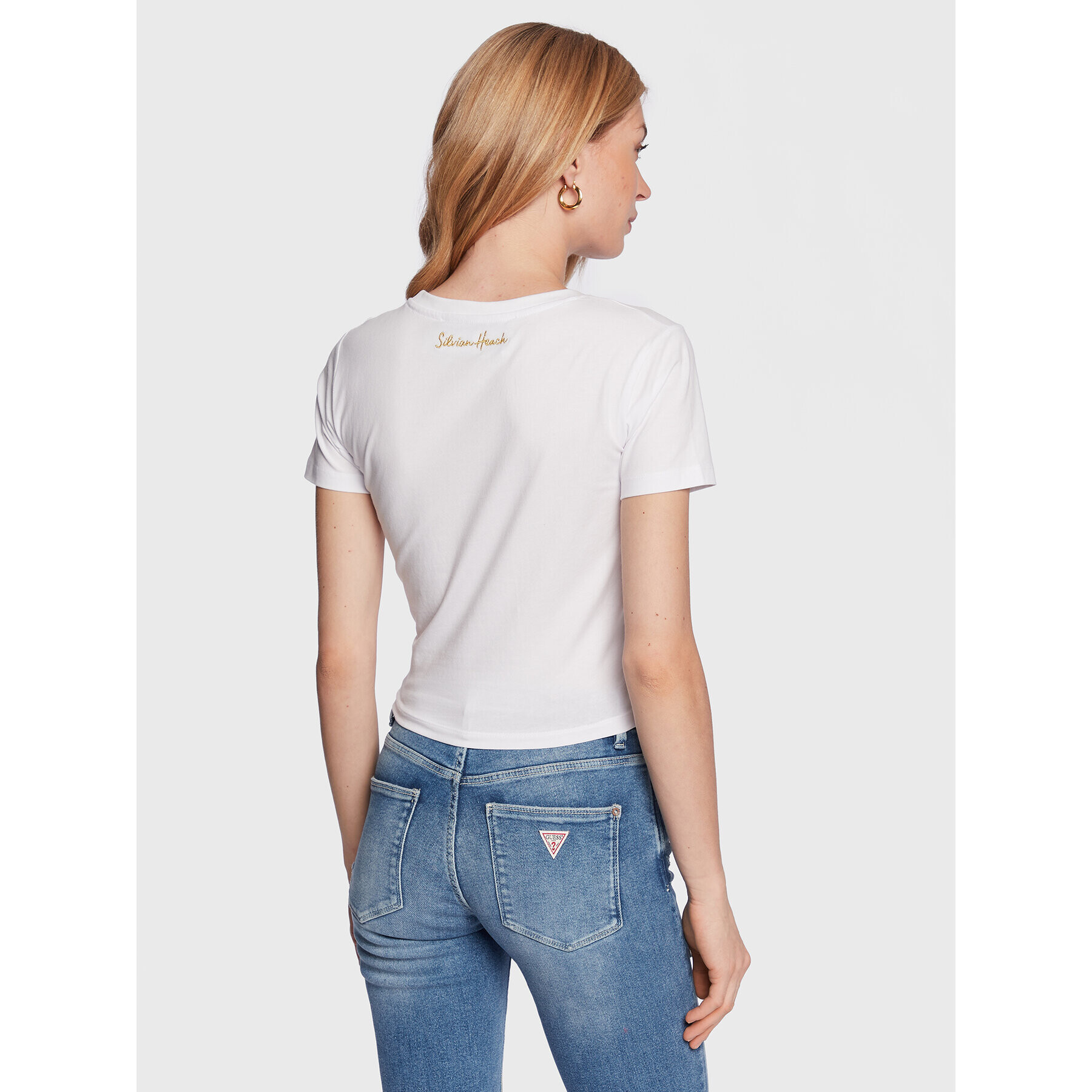 Silvian Heach Тишърт GPP23025TS Бял Slim Fit - Pepit.bg