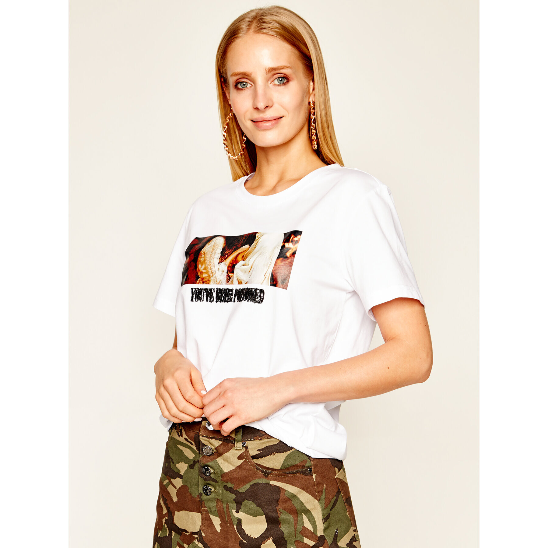 Silvian Heach Тишърт Voingiama CVP20165TS Бял Regular Fit - Pepit.bg