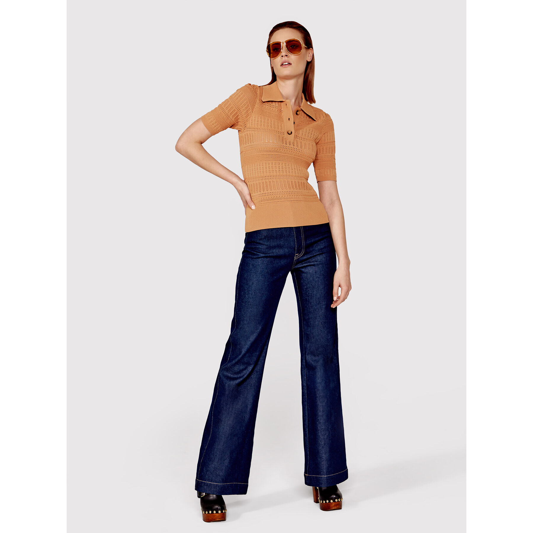 Simple Блуза SWD031 Кафяв Slim Fit - Pepit.bg