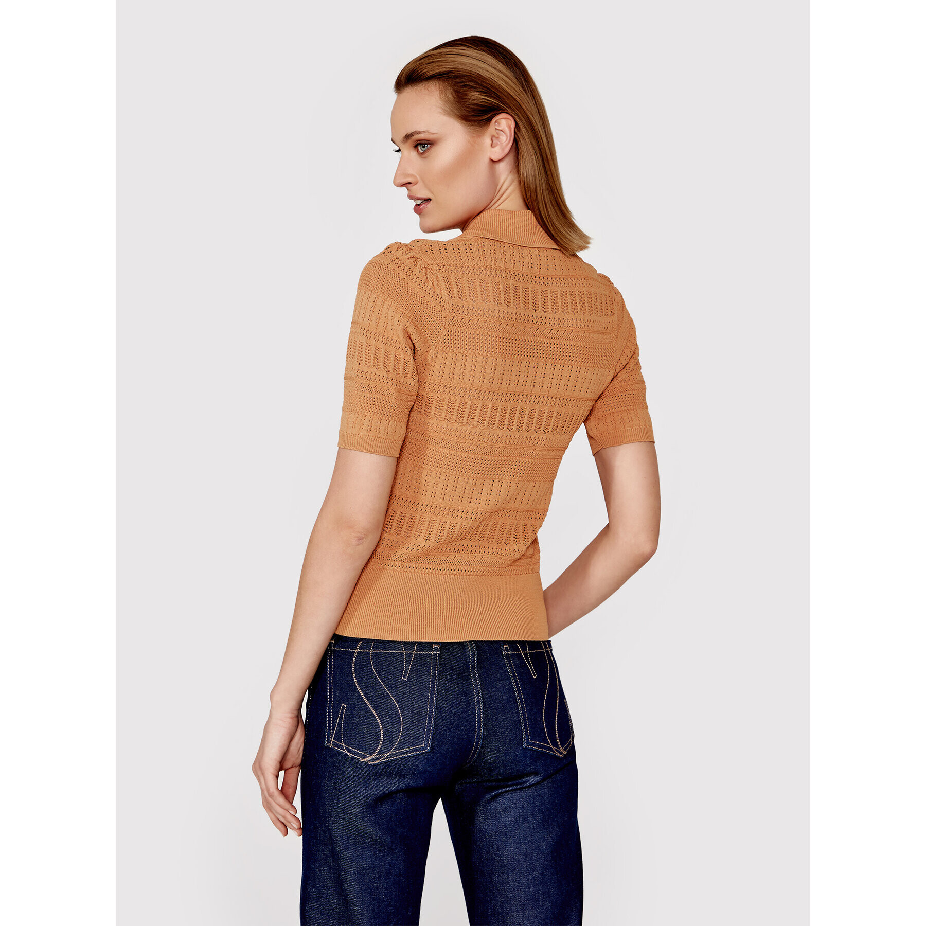 Simple Блуза SWD031 Кафяв Slim Fit - Pepit.bg