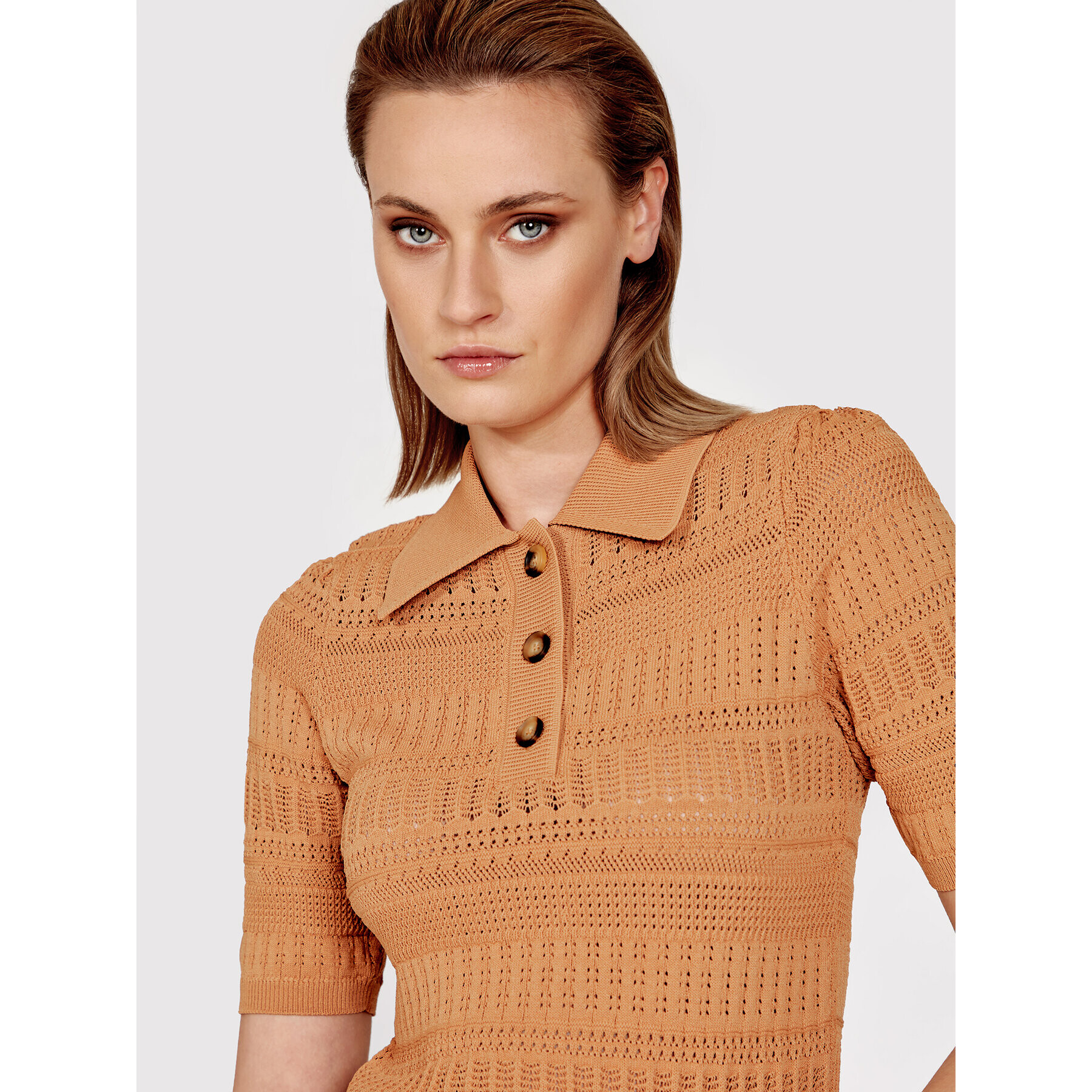 Simple Блуза SWD031 Кафяв Slim Fit - Pepit.bg