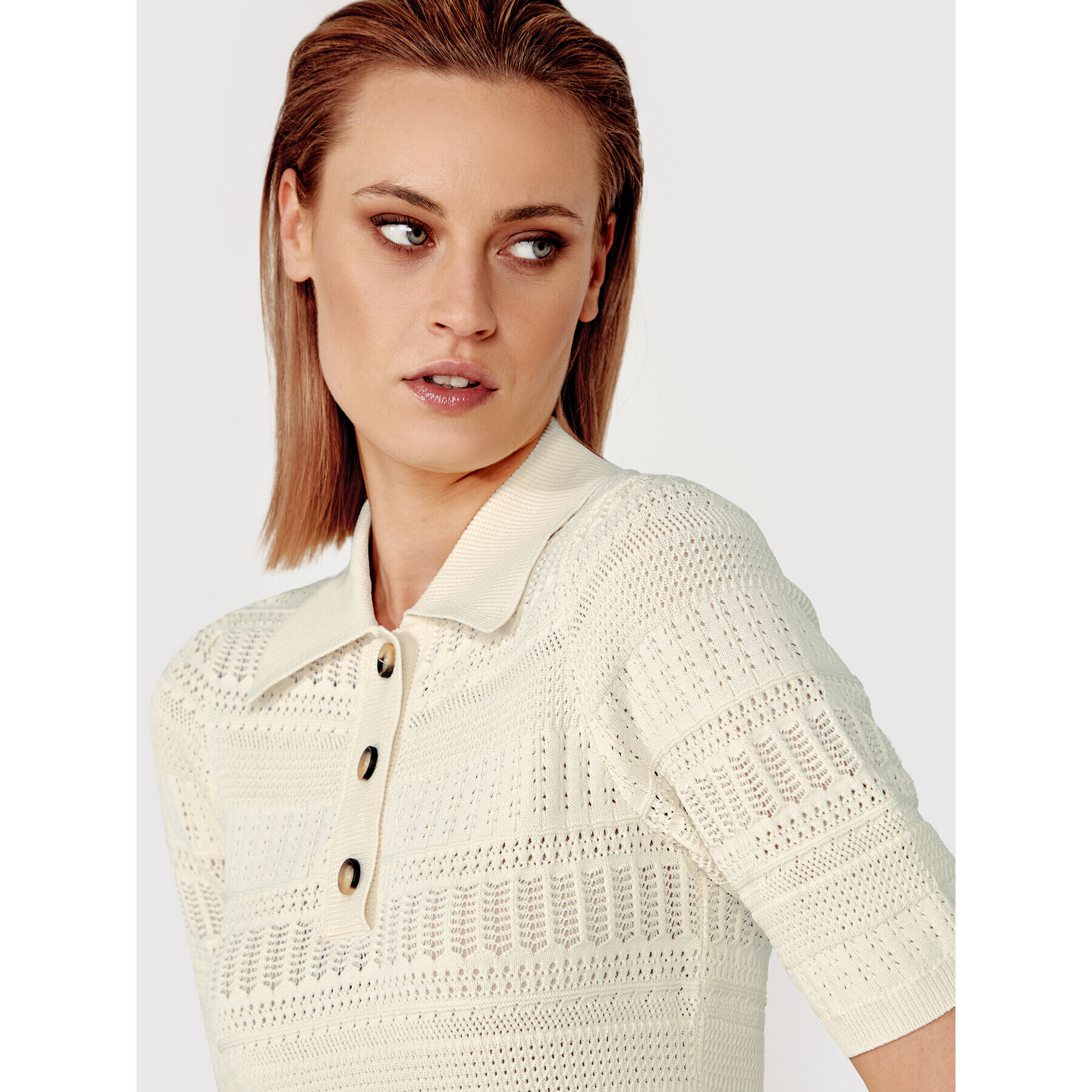 Simple Блуза SWD033 Бежов Slim Fit - Pepit.bg