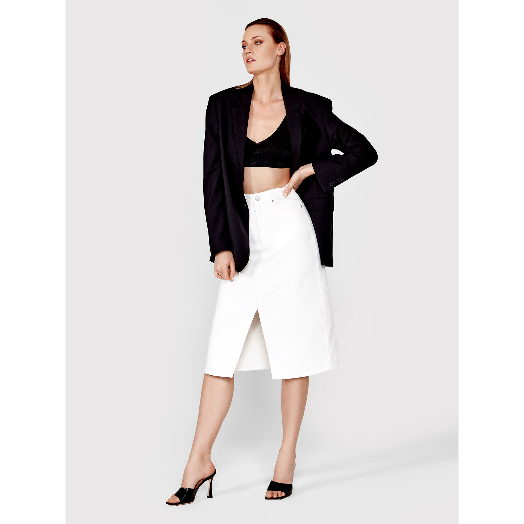 Simple Дънкова пола SDDJ001 Бял Regular Fit - Pepit.bg