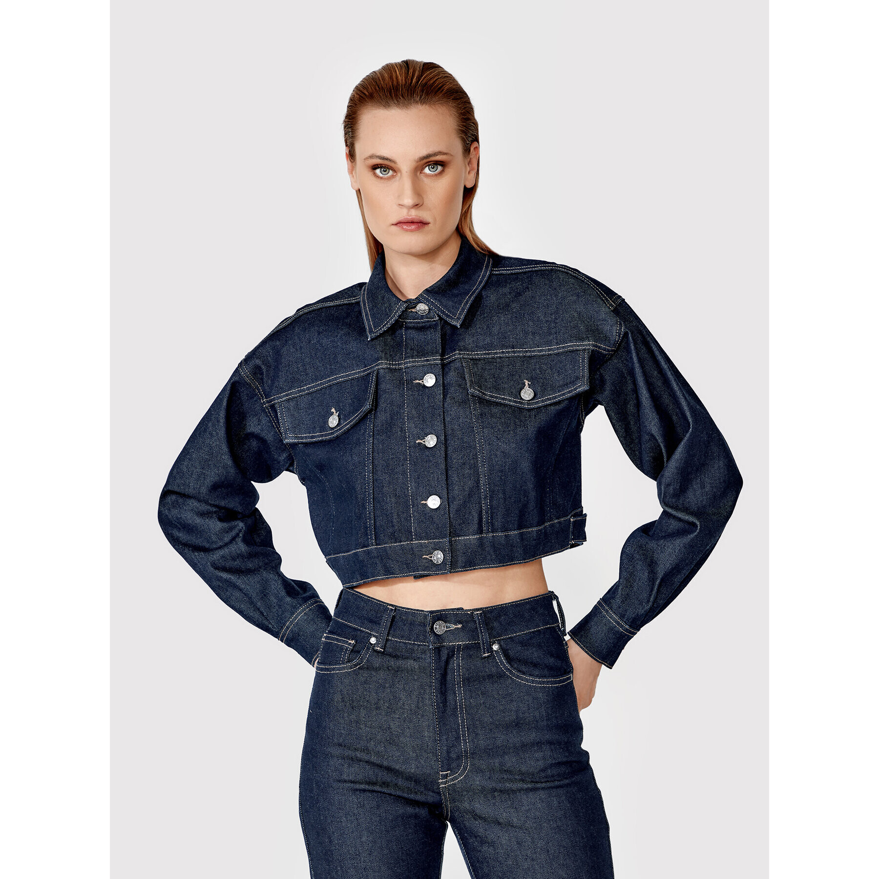 Simple Дънково яке KUD009 Тъмносин Regular Fit - Pepit.bg