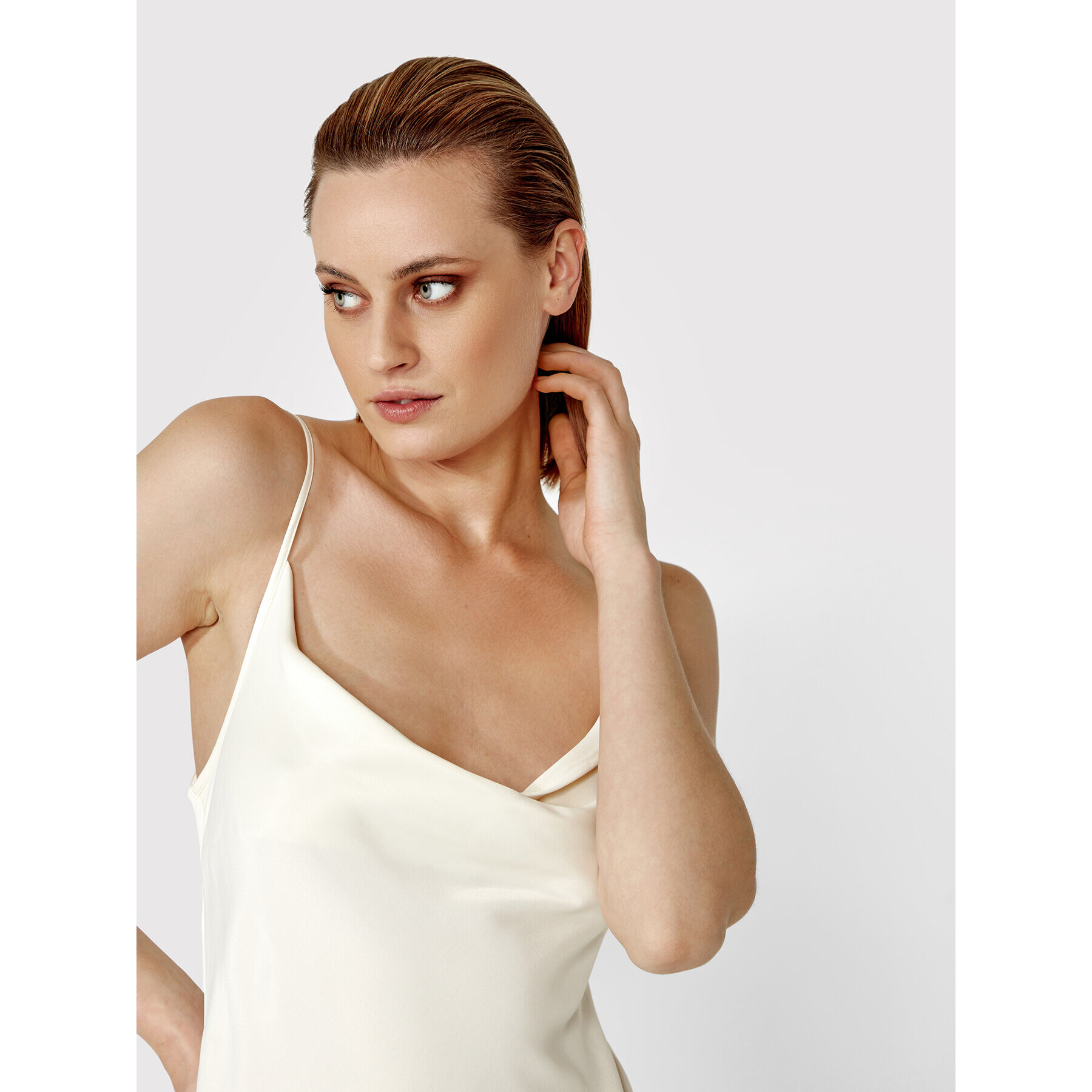 Simple Ежедневна рокля SUD021 Бежов Regular Fit - Pepit.bg