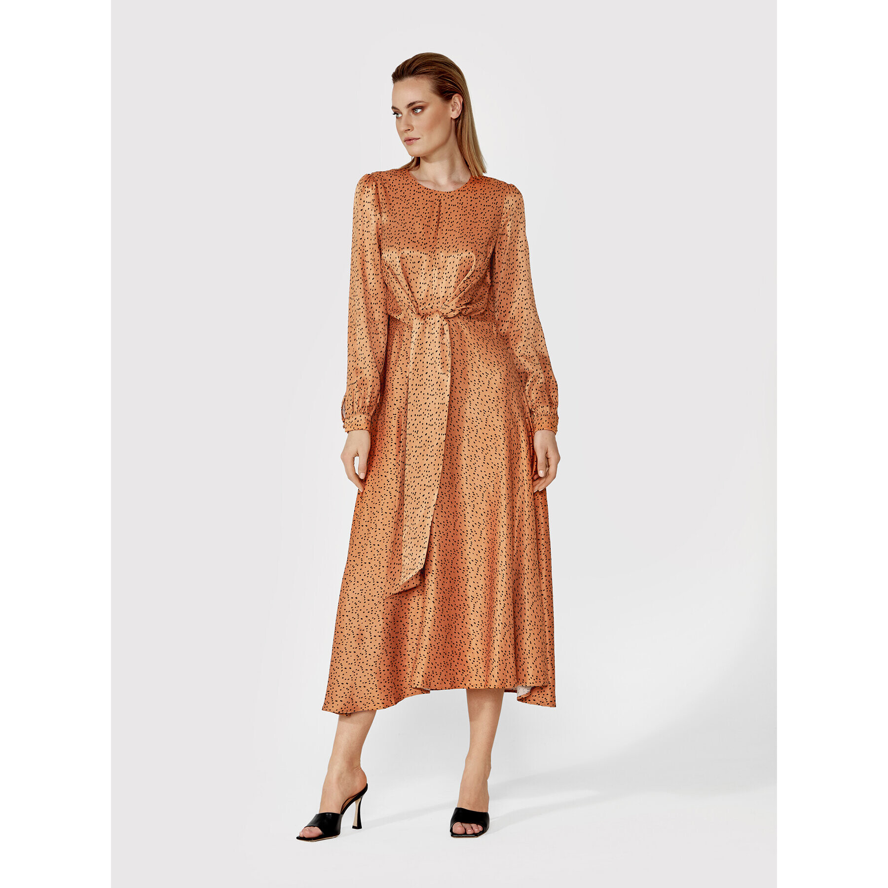 Simple Ежедневна рокля SUD070 Кафяв Regular Fit - Pepit.bg