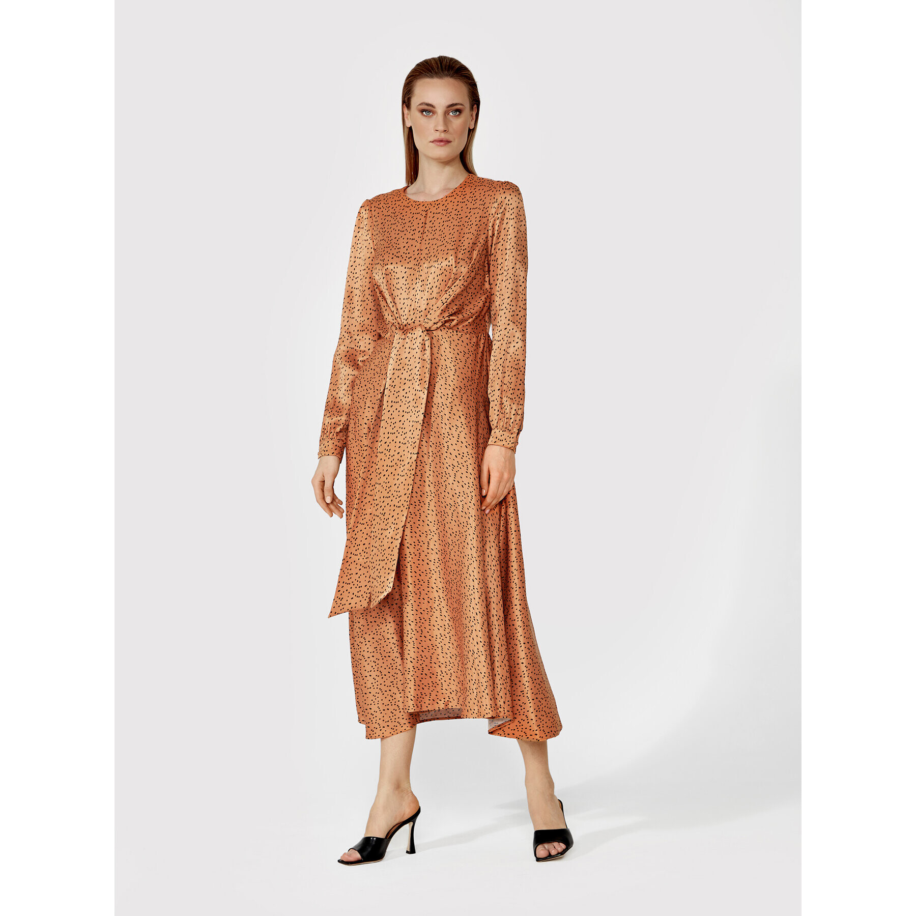 Simple Ежедневна рокля SUD070 Кафяв Regular Fit - Pepit.bg