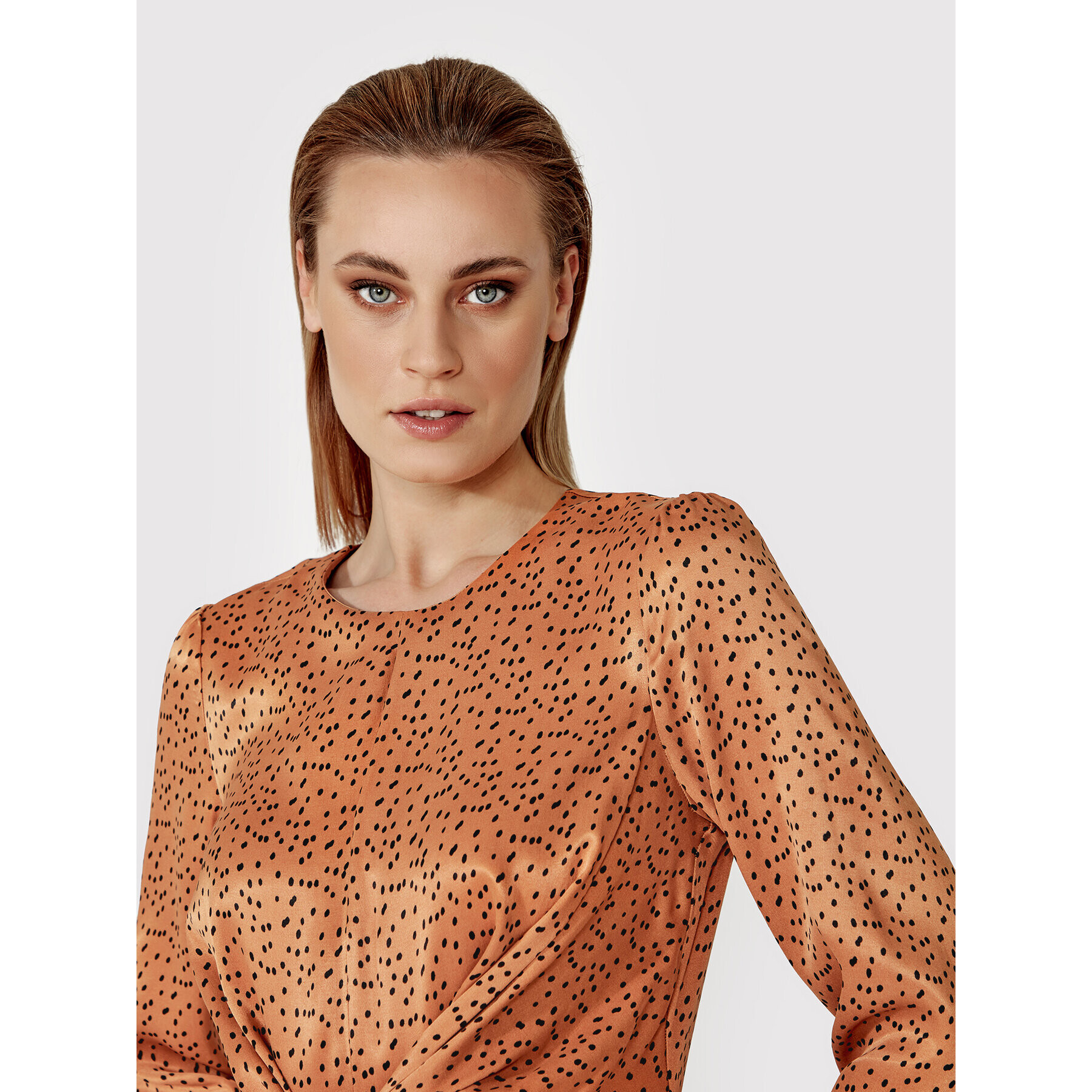 Simple Ежедневна рокля SUD070 Кафяв Regular Fit - Pepit.bg