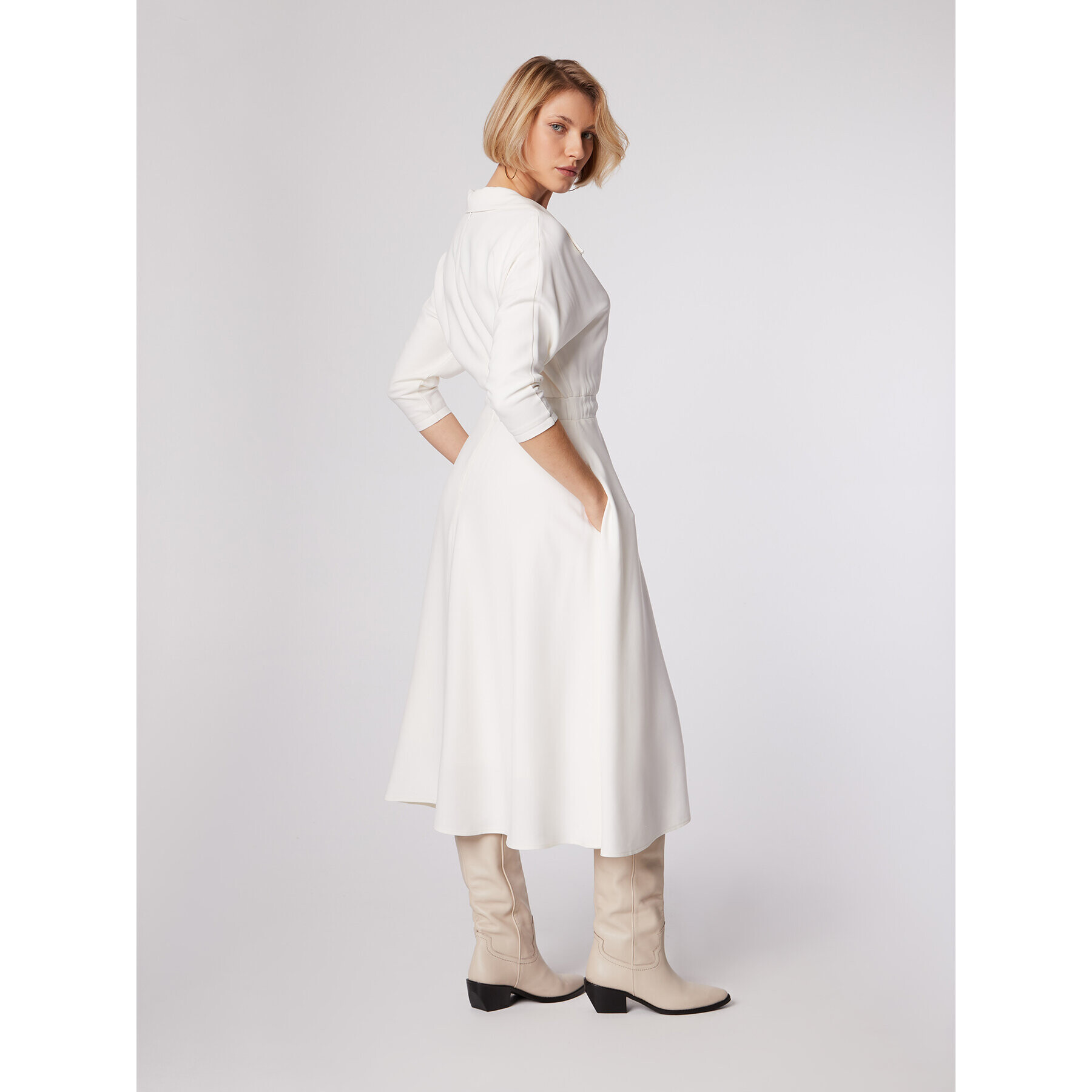 Simple Ежедневна рокля SUD518-01 Бял Regular Fit - Pepit.bg