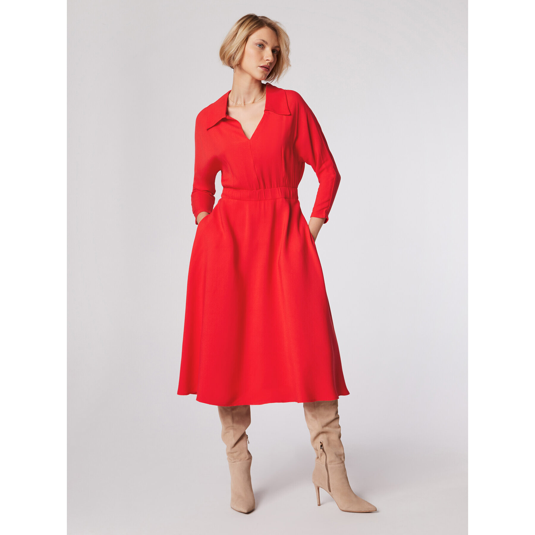 Simple Ежедневна рокля SUD517-02 Червен Regular Fit - Pepit.bg