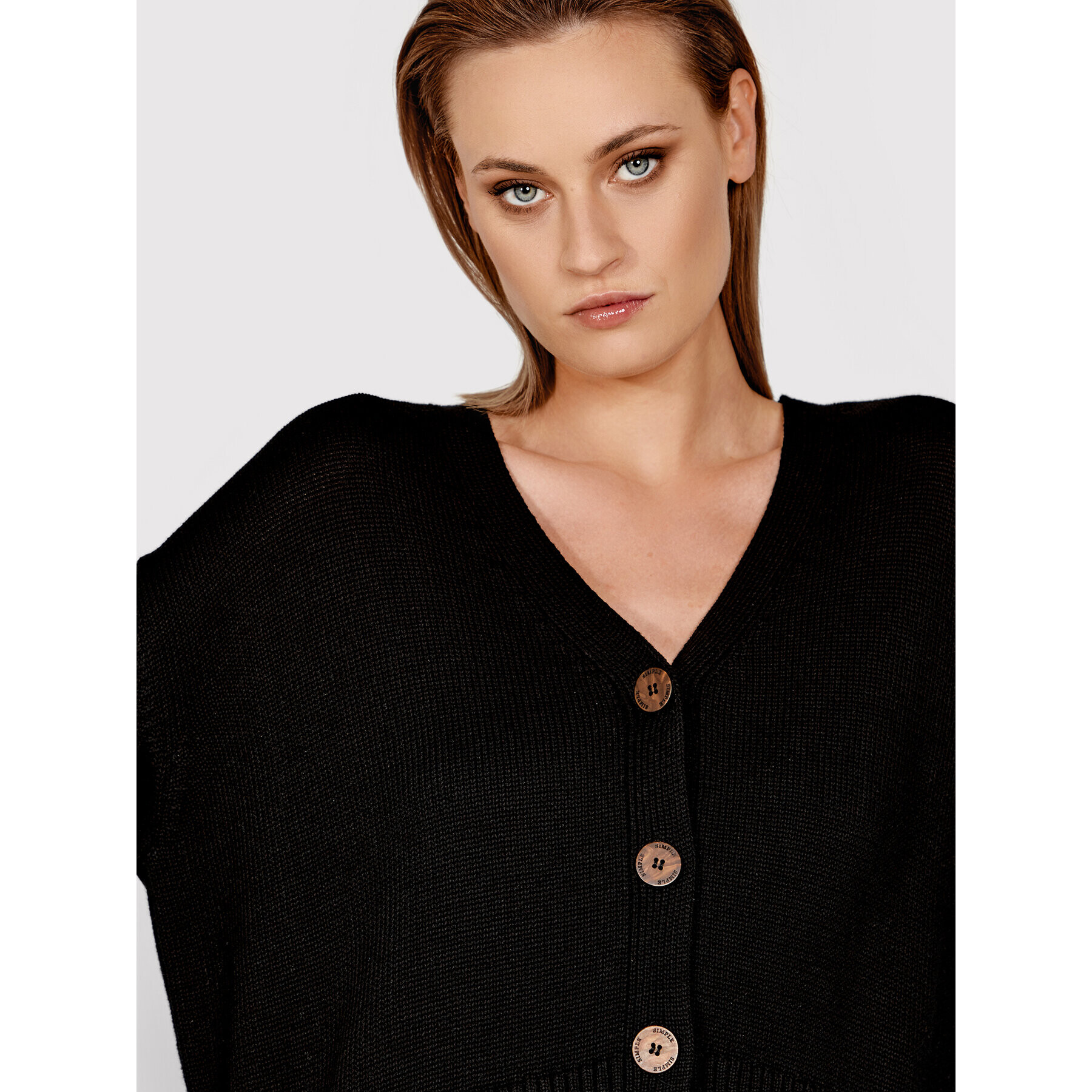 Simple Кардиган SWD006 Черен Regular Fit - Pepit.bg
