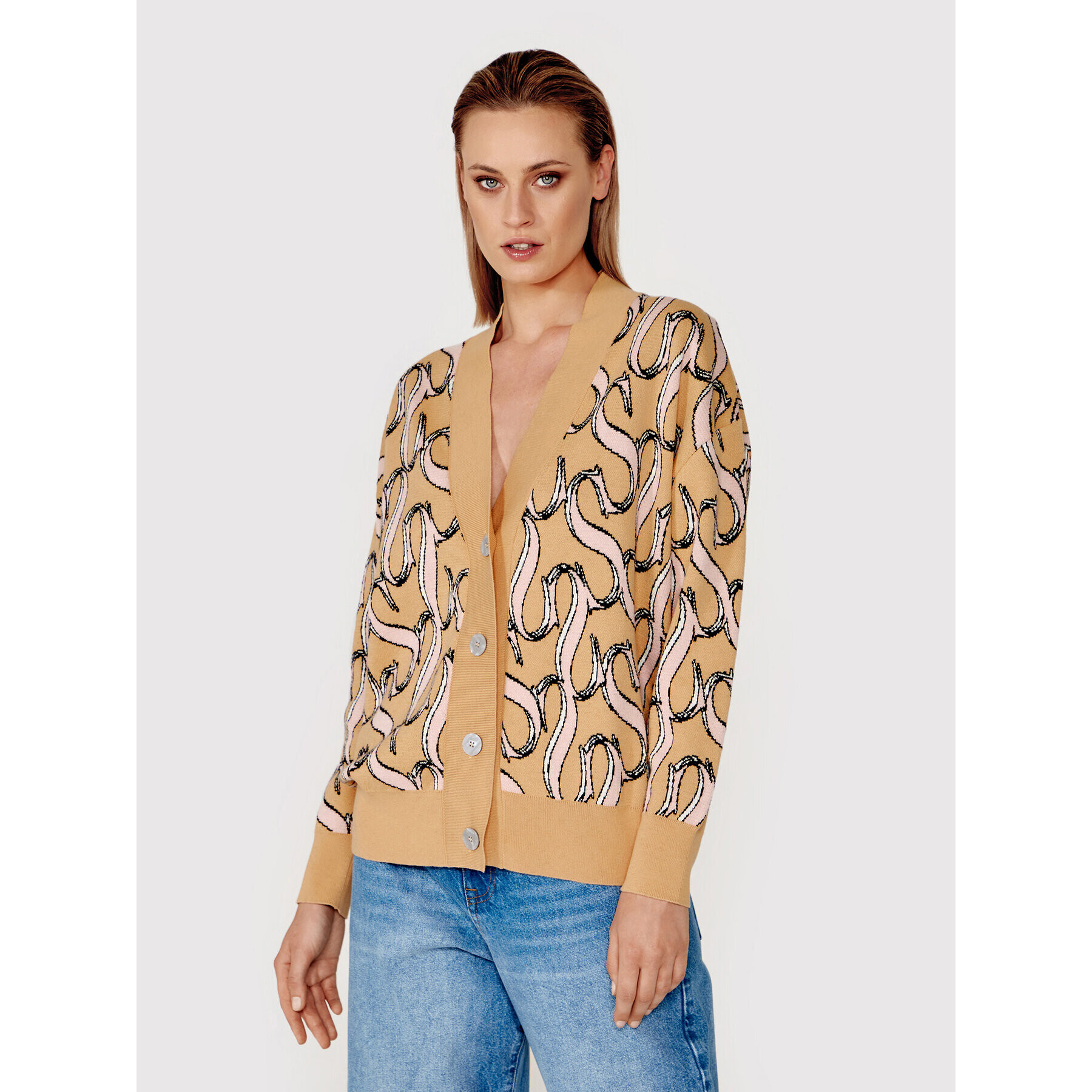 Simple Кардиган SWD018 Кафяв Regular Fit - Pepit.bg