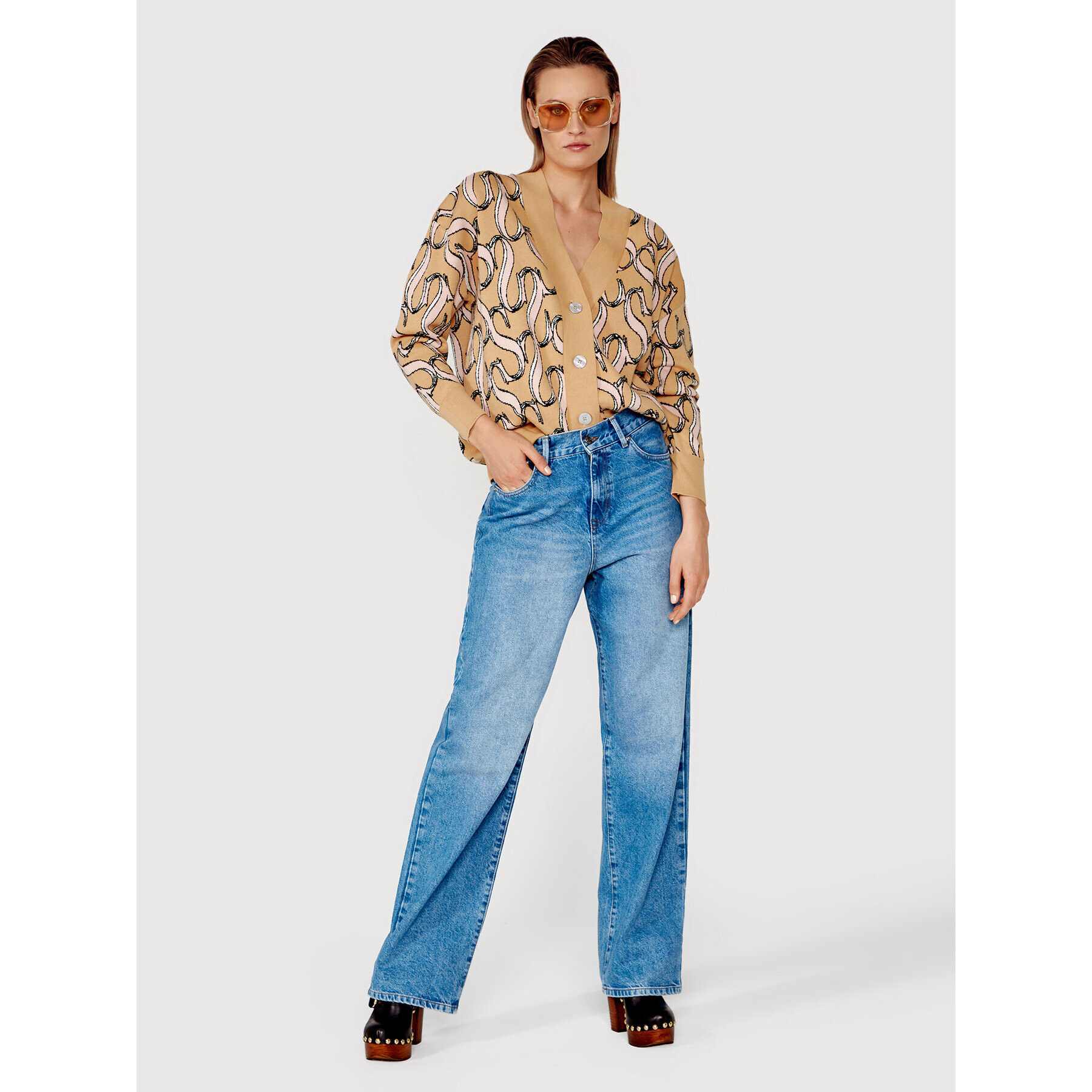 Simple Кардиган SWD018 Кафяв Regular Fit - Pepit.bg