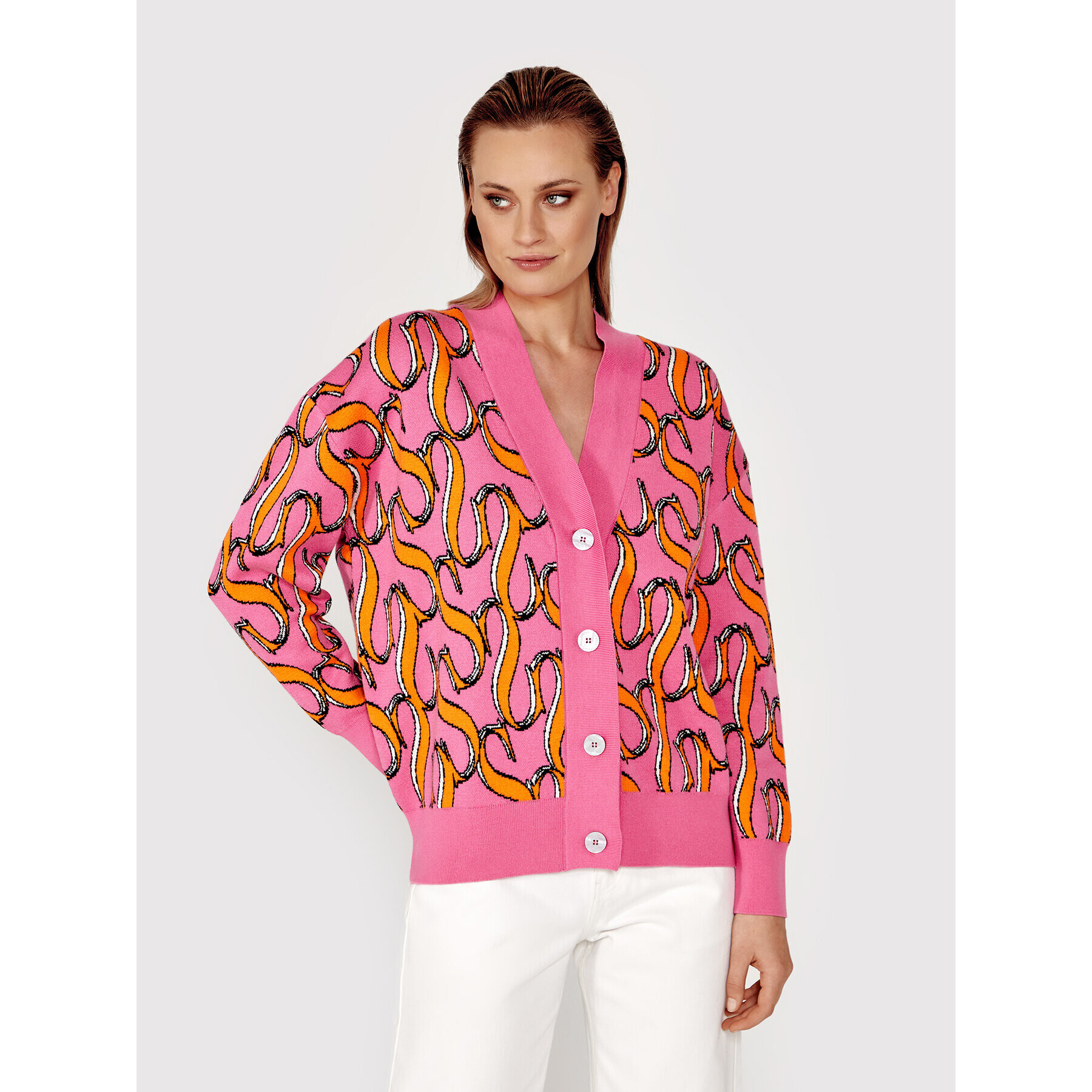 Simple Кардиган SWD035 Розов Regular Fit - Pepit.bg