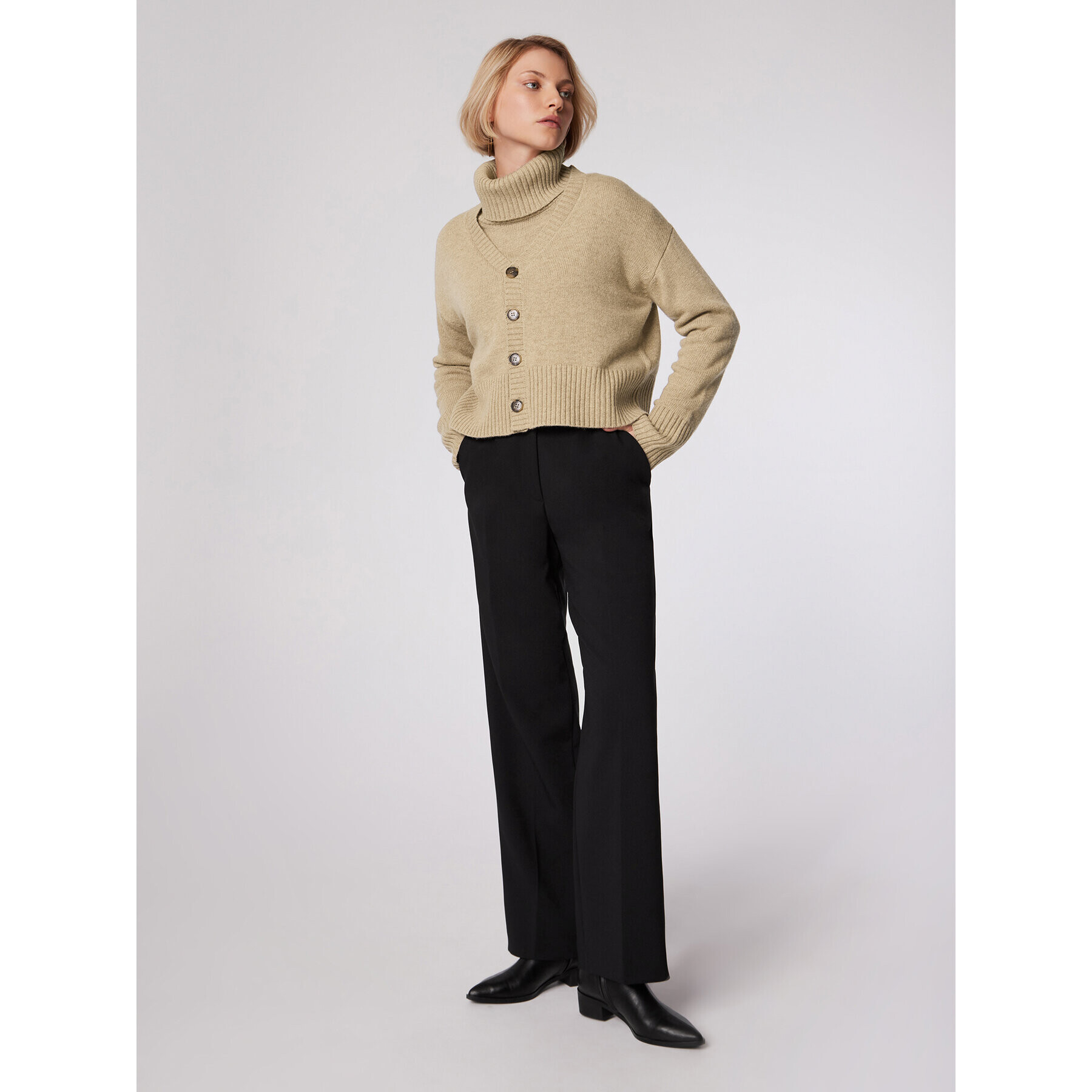 Simple Кардиган SWD512-02 Бежов Relaxed Fit - Pepit.bg
