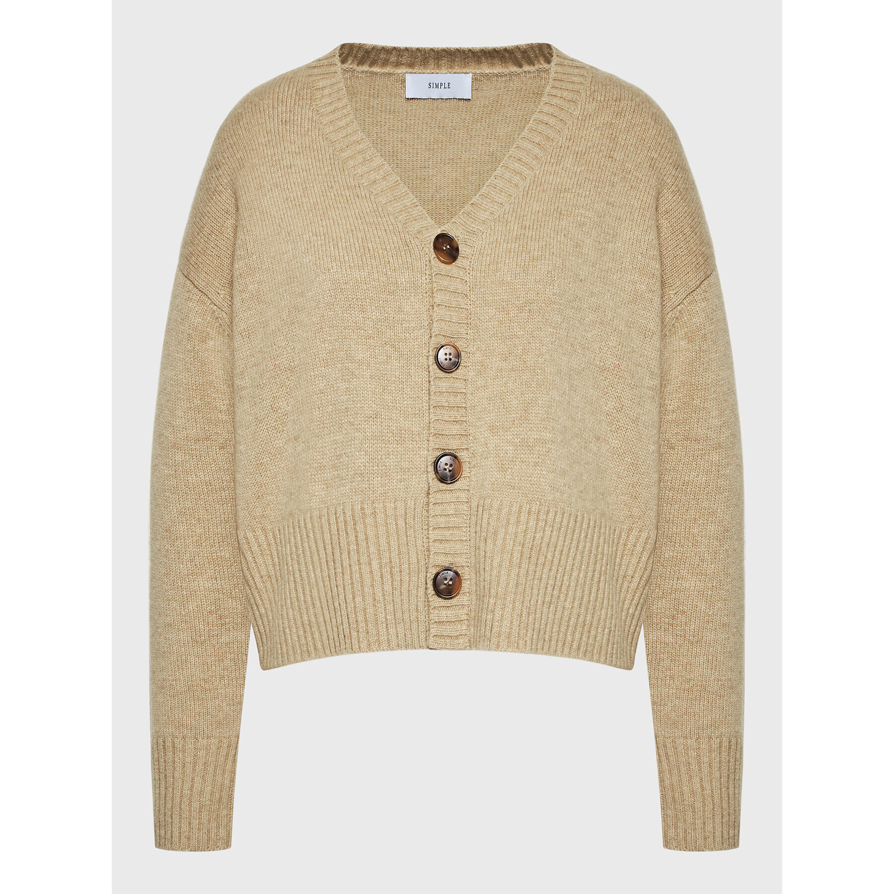 Simple Кардиган SWD512-02 Бежов Relaxed Fit - Pepit.bg