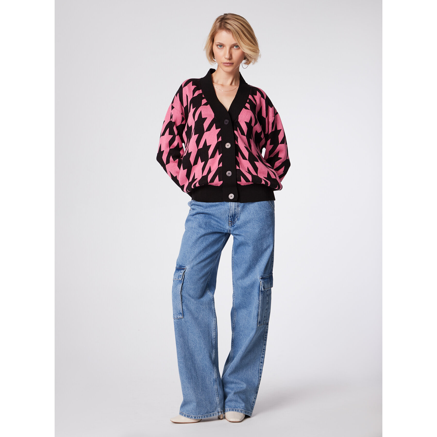 Simple Кардиган WD514-04 Черен Relaxed Fit - Pepit.bg