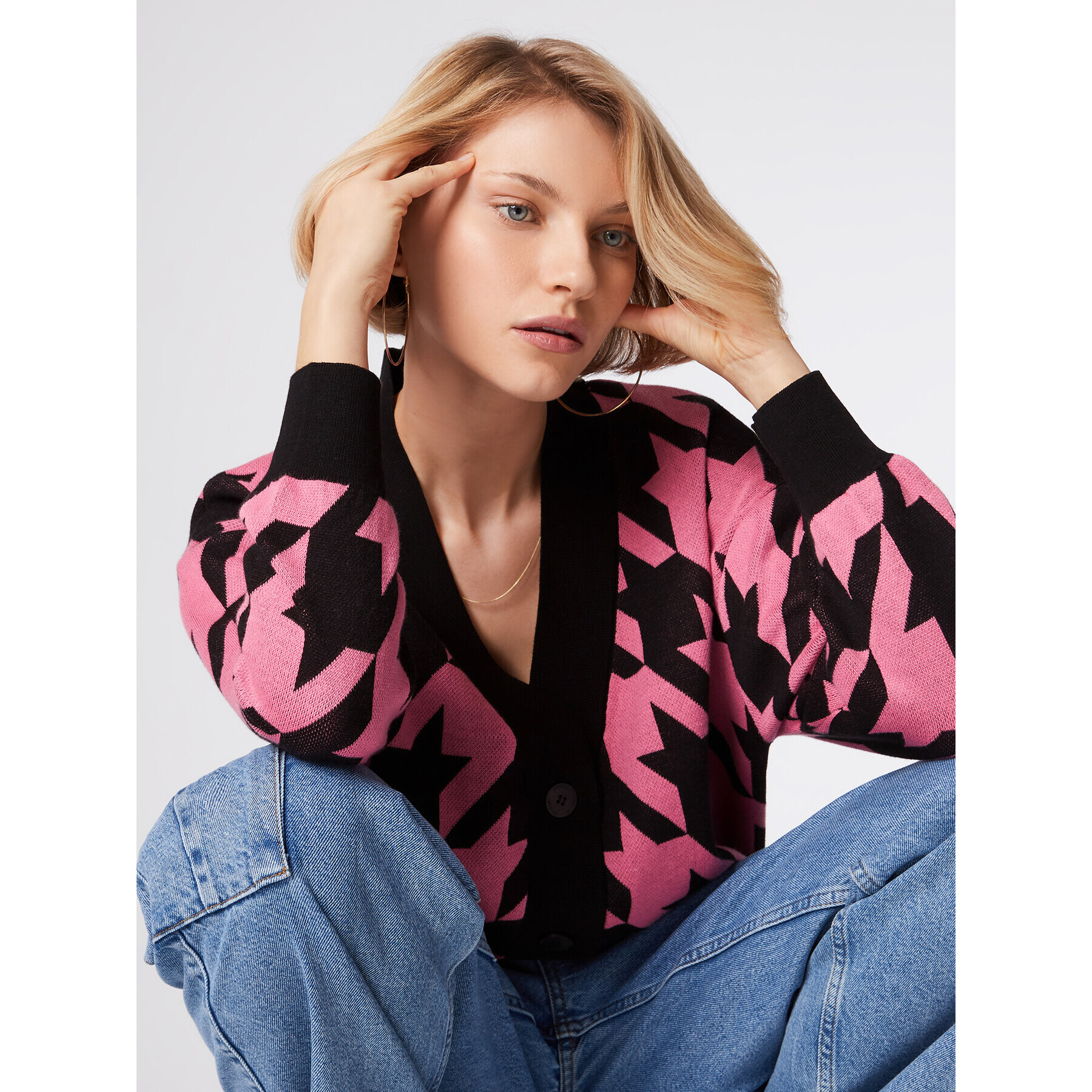 Simple Кардиган WD514-04 Черен Relaxed Fit - Pepit.bg