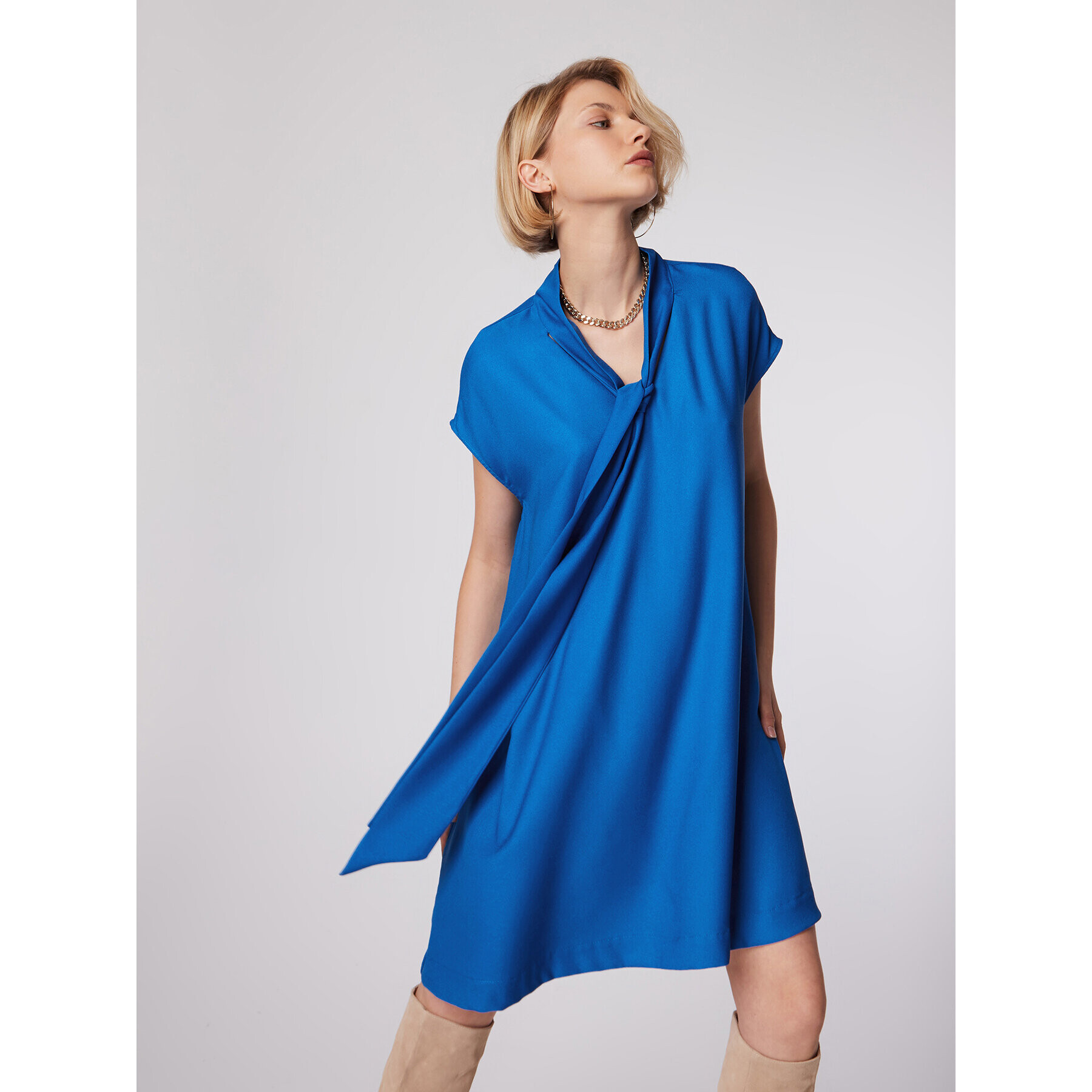 Simple Коктейлна рокля SUD509-03 Син Relaxed Fit - Pepit.bg