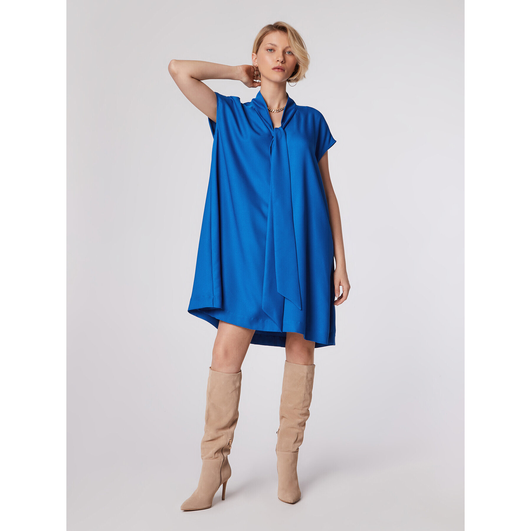 Simple Коктейлна рокля SUD509-03 Син Relaxed Fit - Pepit.bg