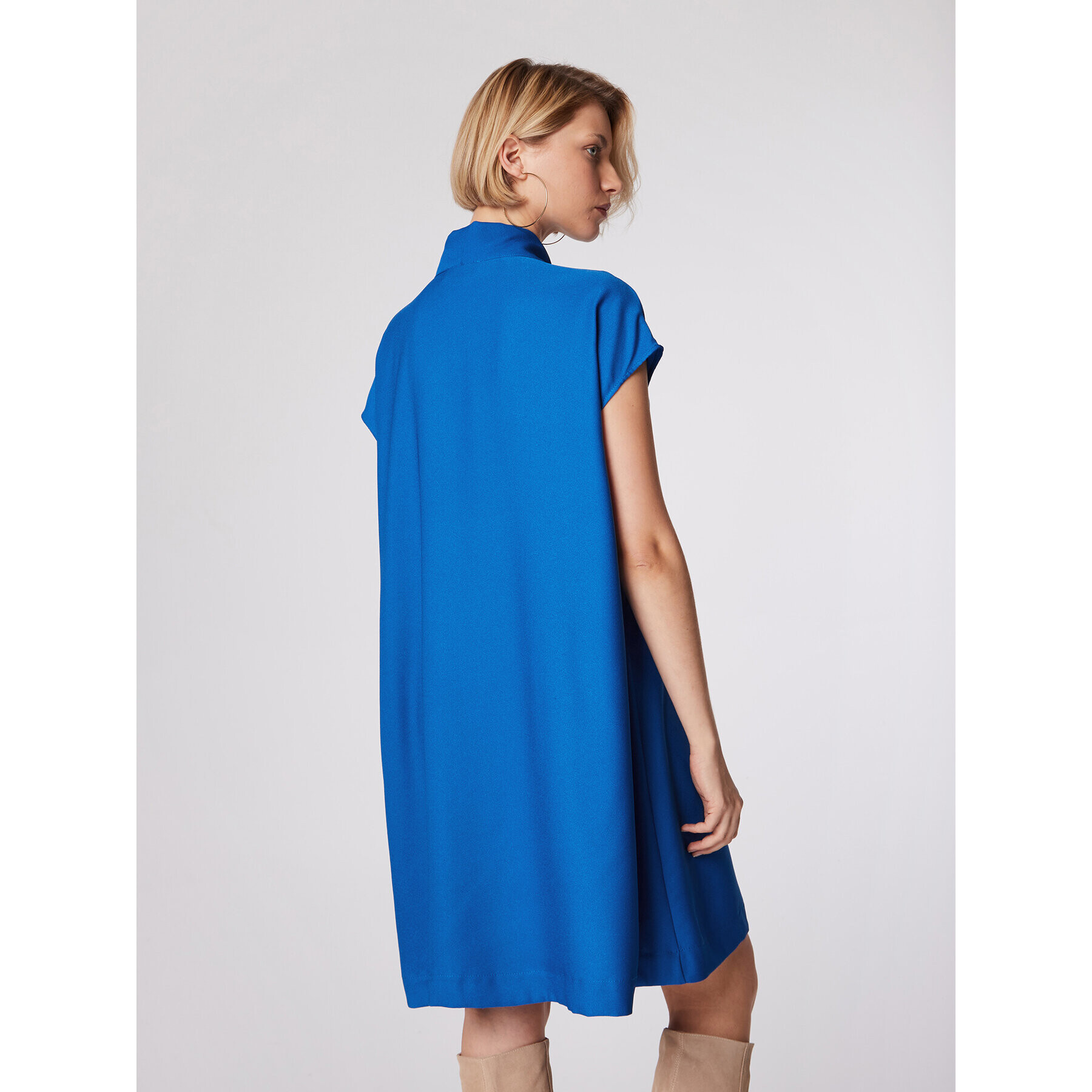 Simple Коктейлна рокля SUD509-03 Син Relaxed Fit - Pepit.bg