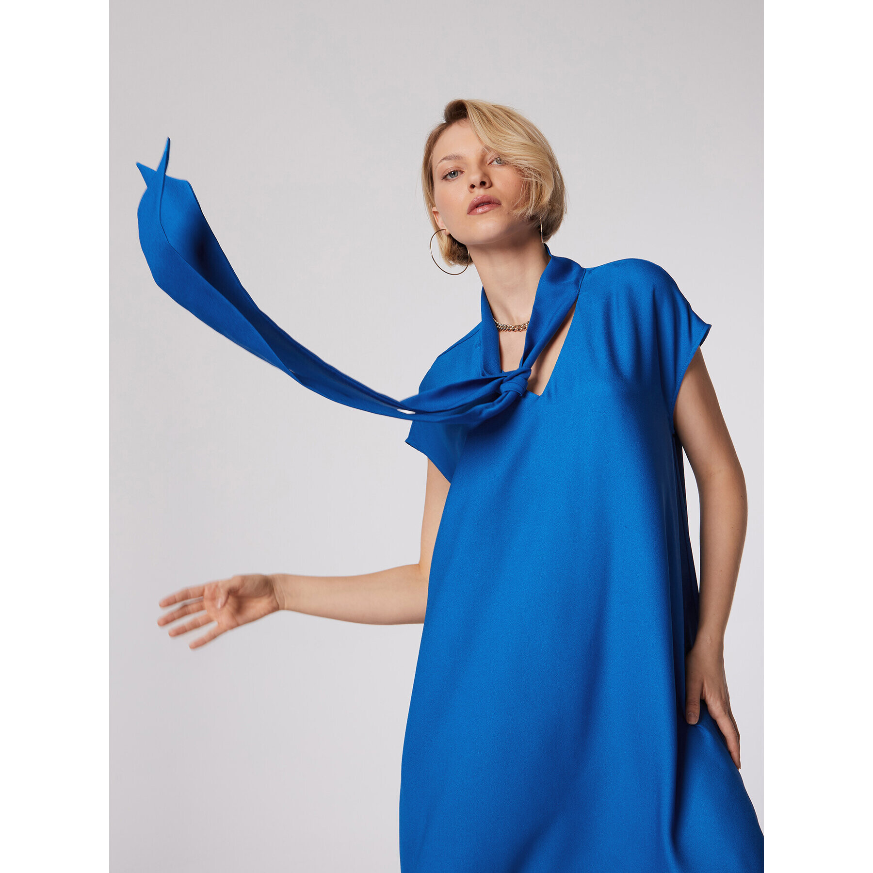Simple Коктейлна рокля SUD509-03 Син Relaxed Fit - Pepit.bg