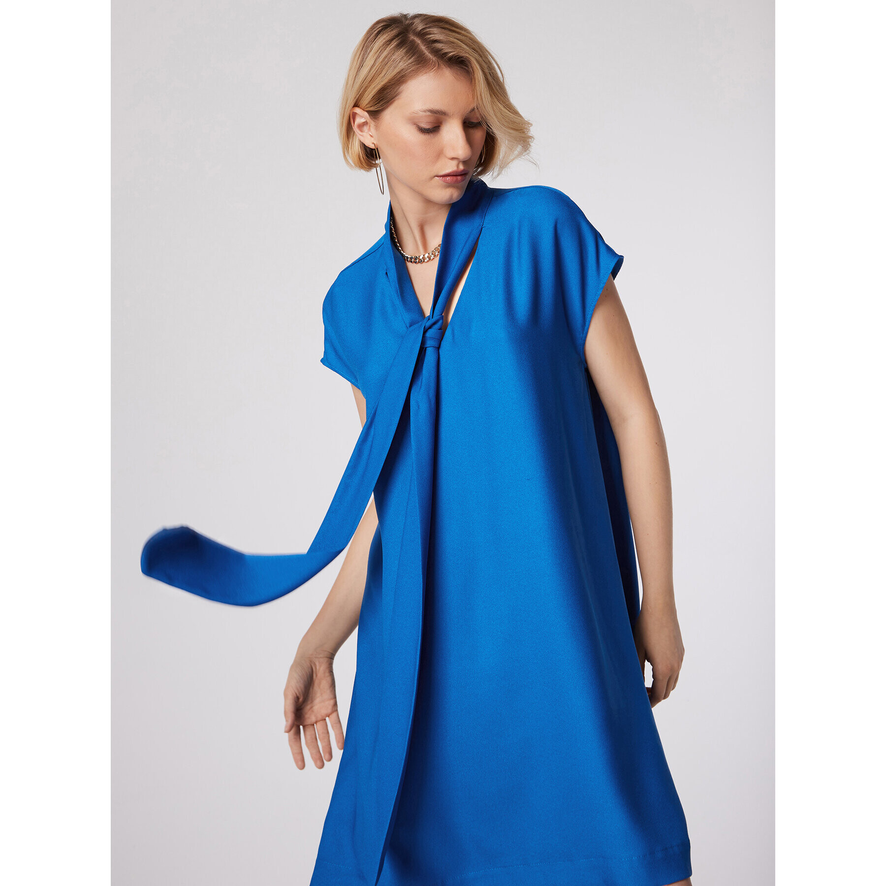 Simple Коктейлна рокля SUD509-03 Син Relaxed Fit - Pepit.bg