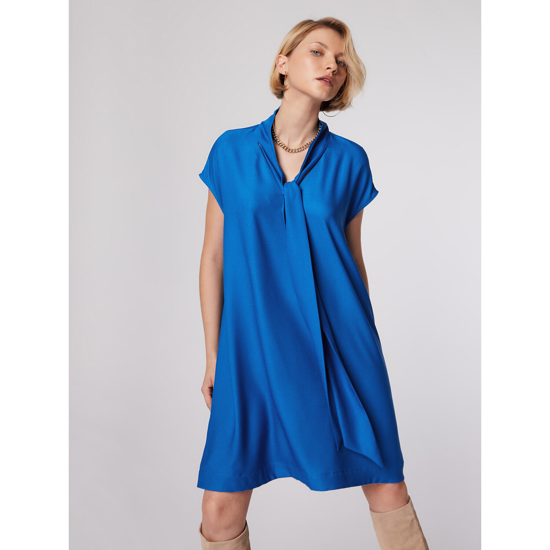Simple Коктейлна рокля SUD509-03 Син Relaxed Fit - Pepit.bg