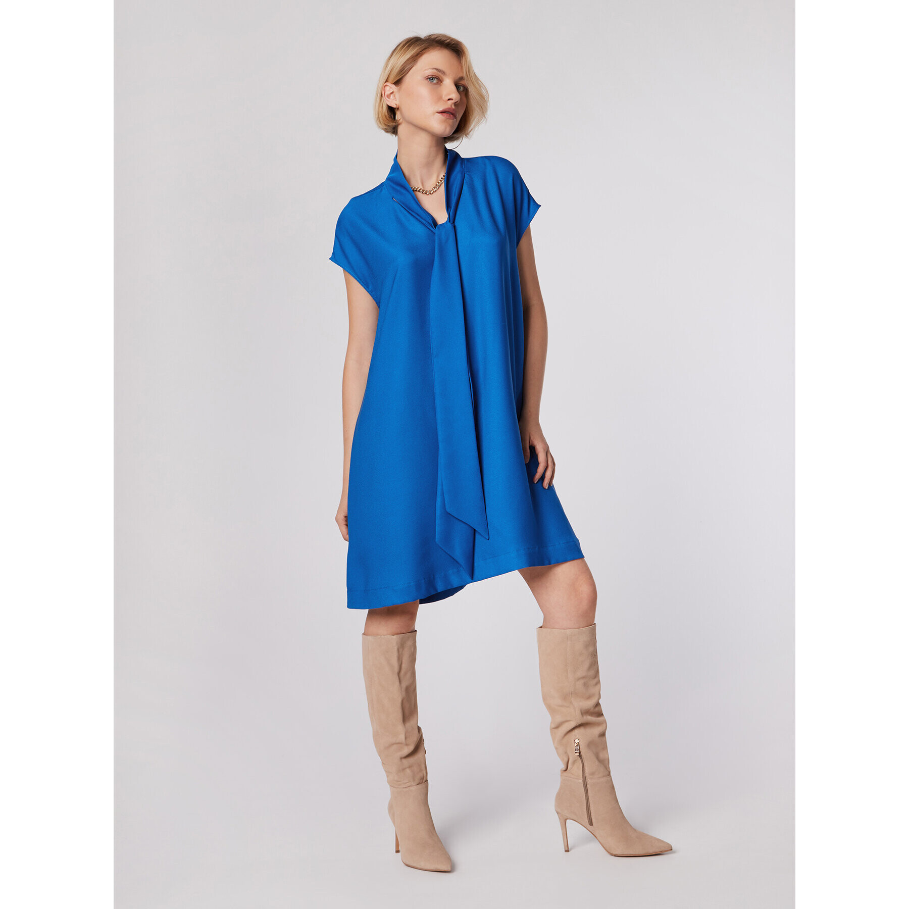 Simple Коктейлна рокля SUD509-03 Син Relaxed Fit - Pepit.bg