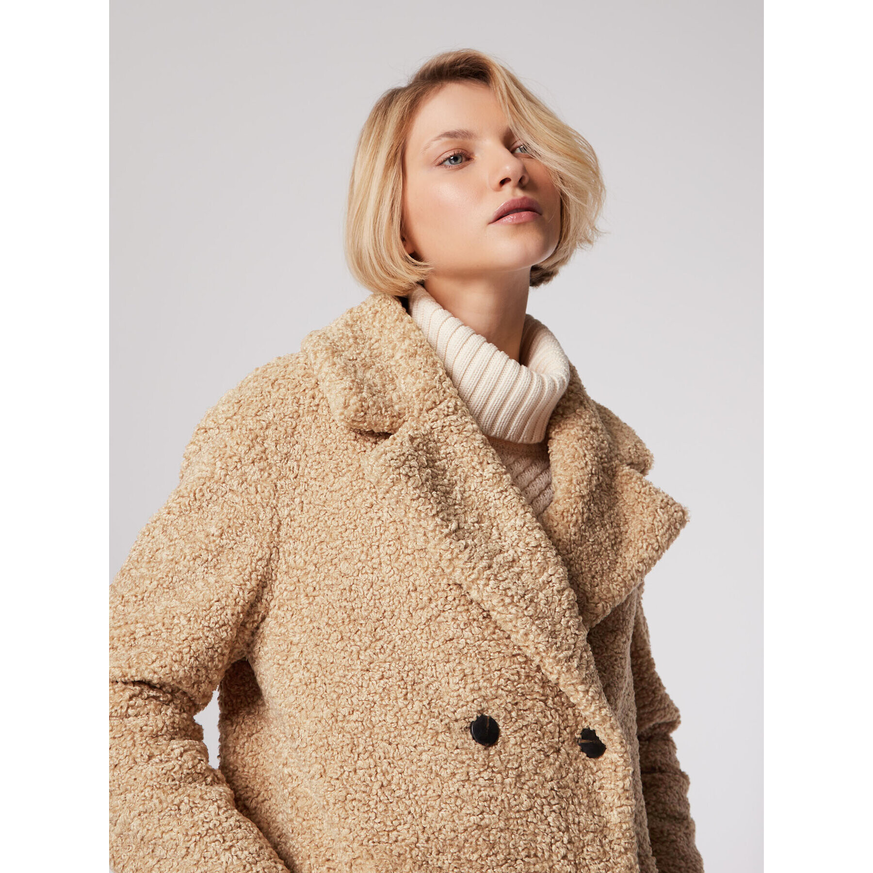 Simple Кожено палто PLD508-0 Бежов Relaxed Fit - Pepit.bg