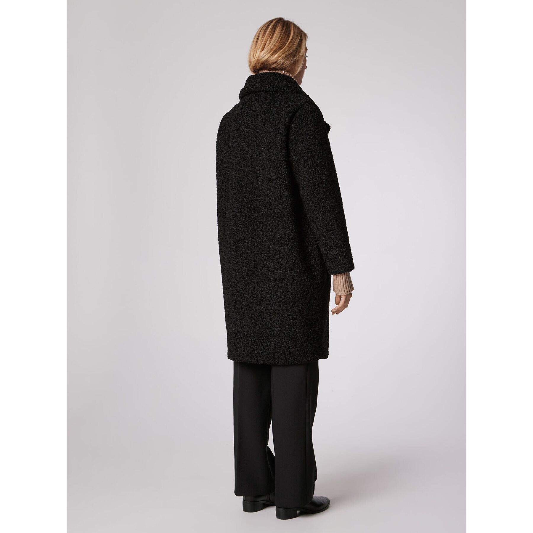 Simple Кожено палто PLD508-01 Черен Relaxed Fit - Pepit.bg