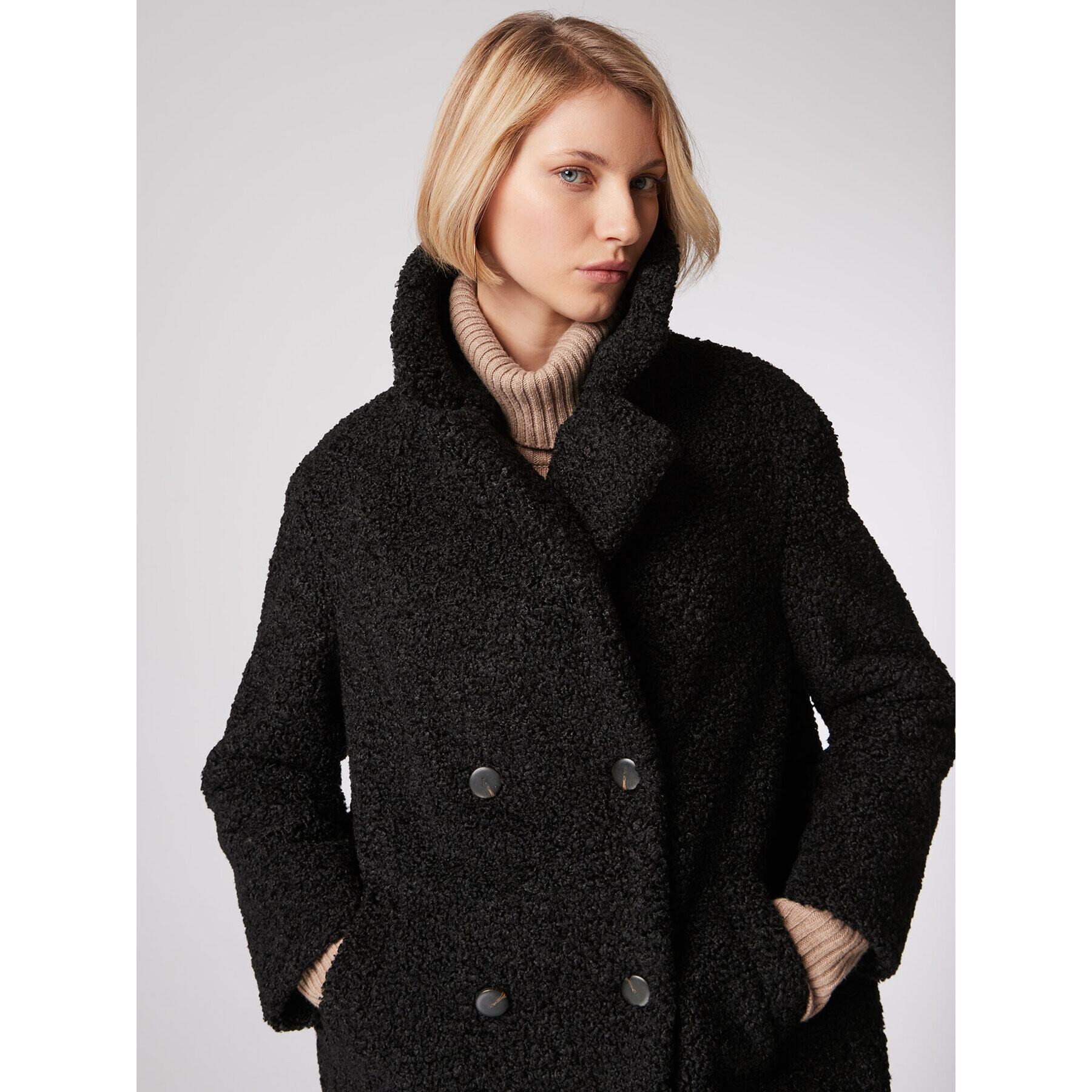 Simple Кожено палто PLD508-01 Черен Relaxed Fit - Pepit.bg