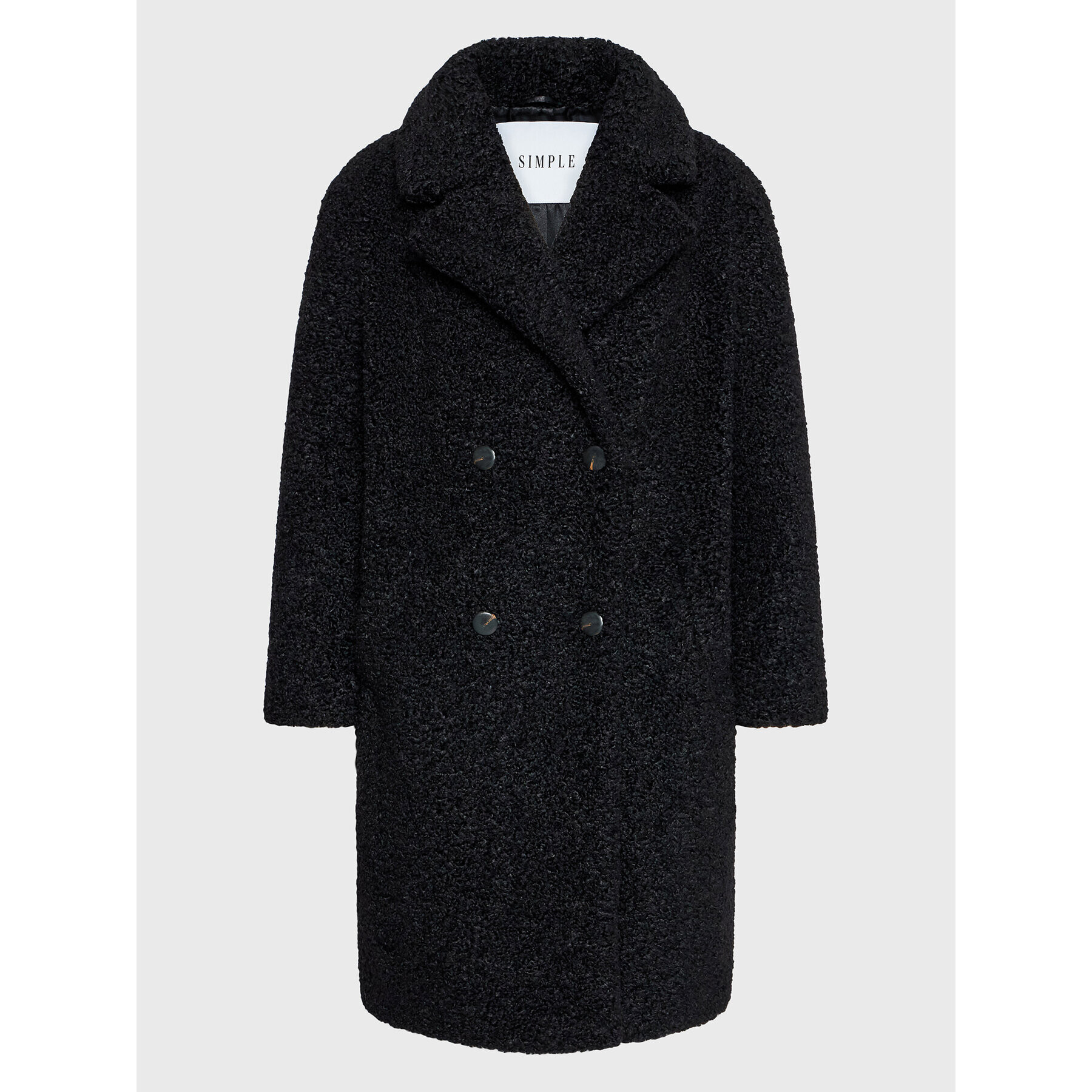 Simple Кожено палто PLD508-01 Черен Relaxed Fit - Pepit.bg