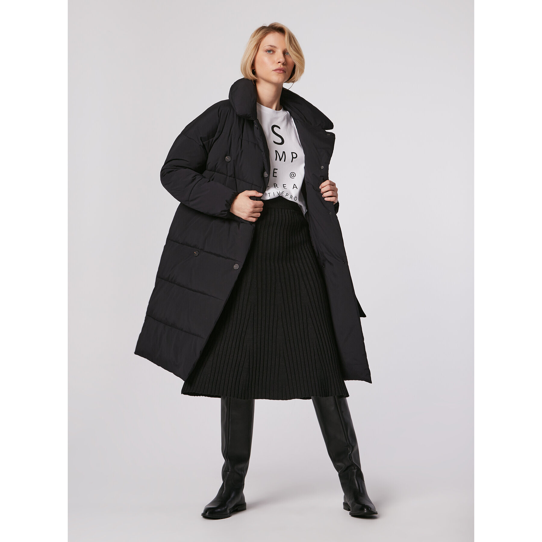 Simple Миди пола SDD504-01 Черен Regular Fit - Pepit.bg