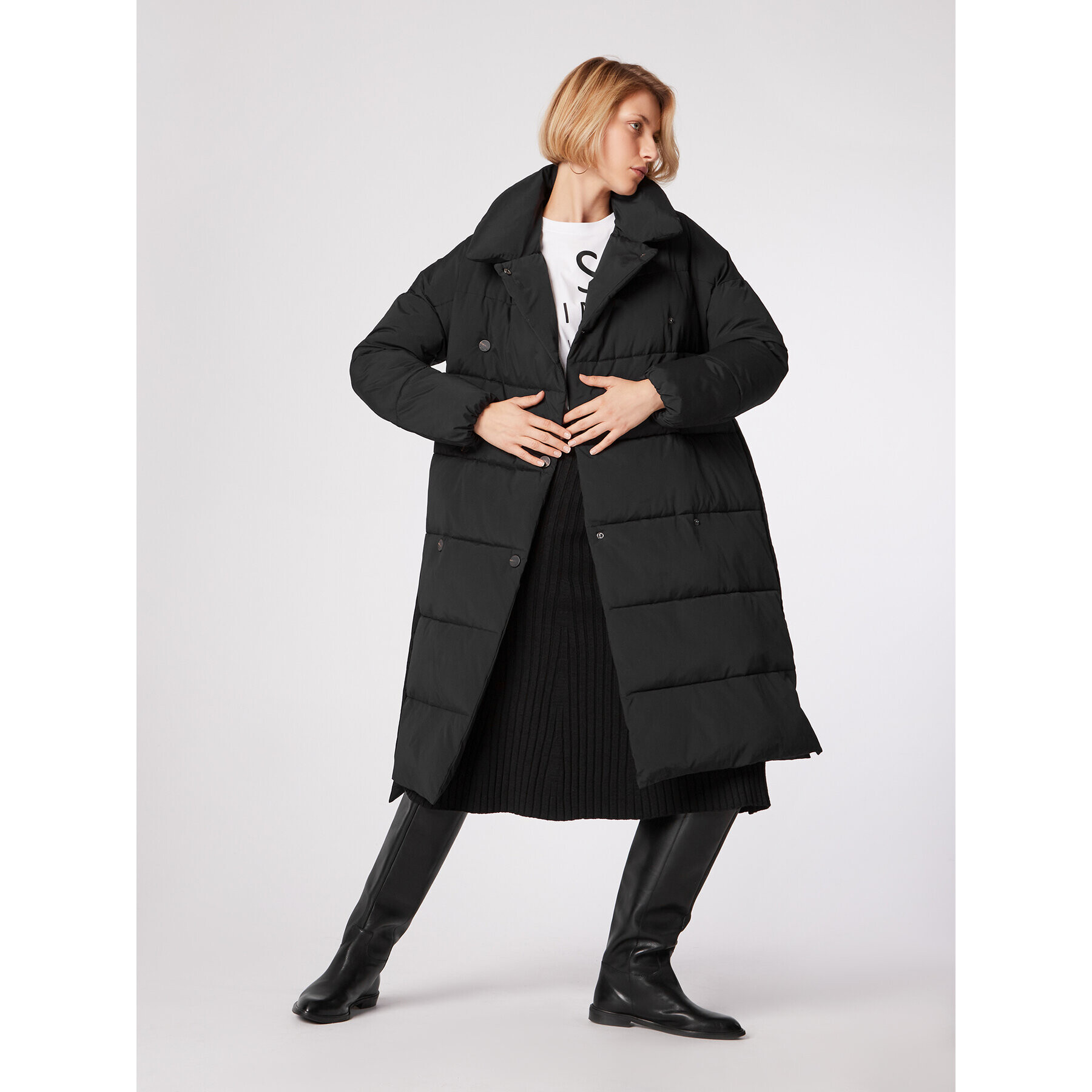 Simple Миди пола SDD504-01 Черен Regular Fit - Pepit.bg