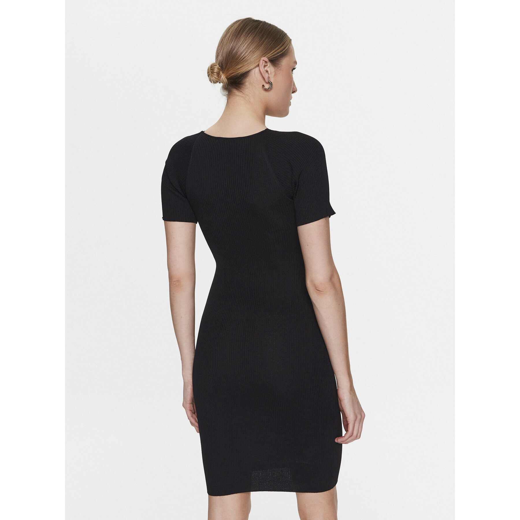 Simple Плетена рокля SUD003 Черен Slim Fit - Pepit.bg
