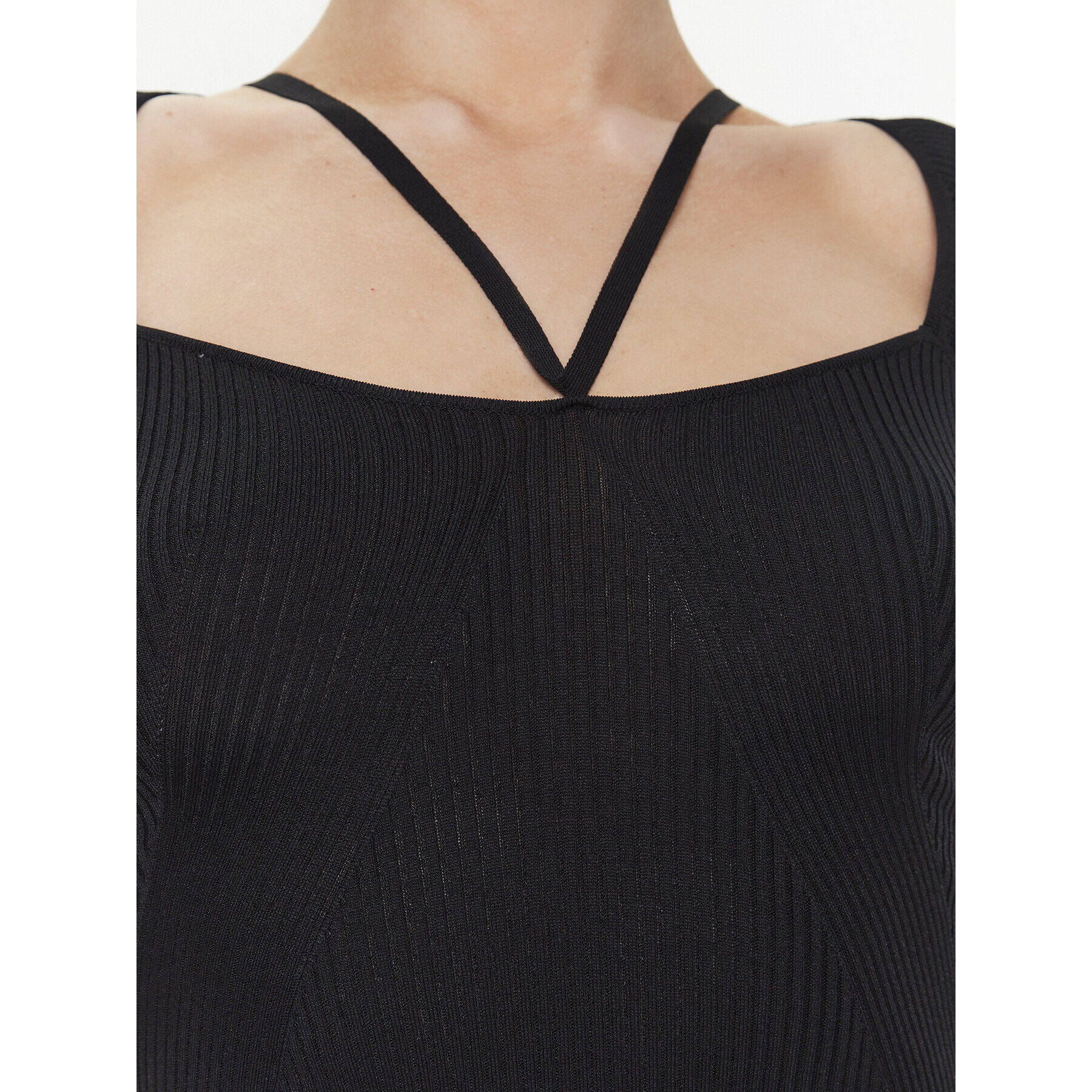 Simple Плетена рокля SUD003 Черен Slim Fit - Pepit.bg