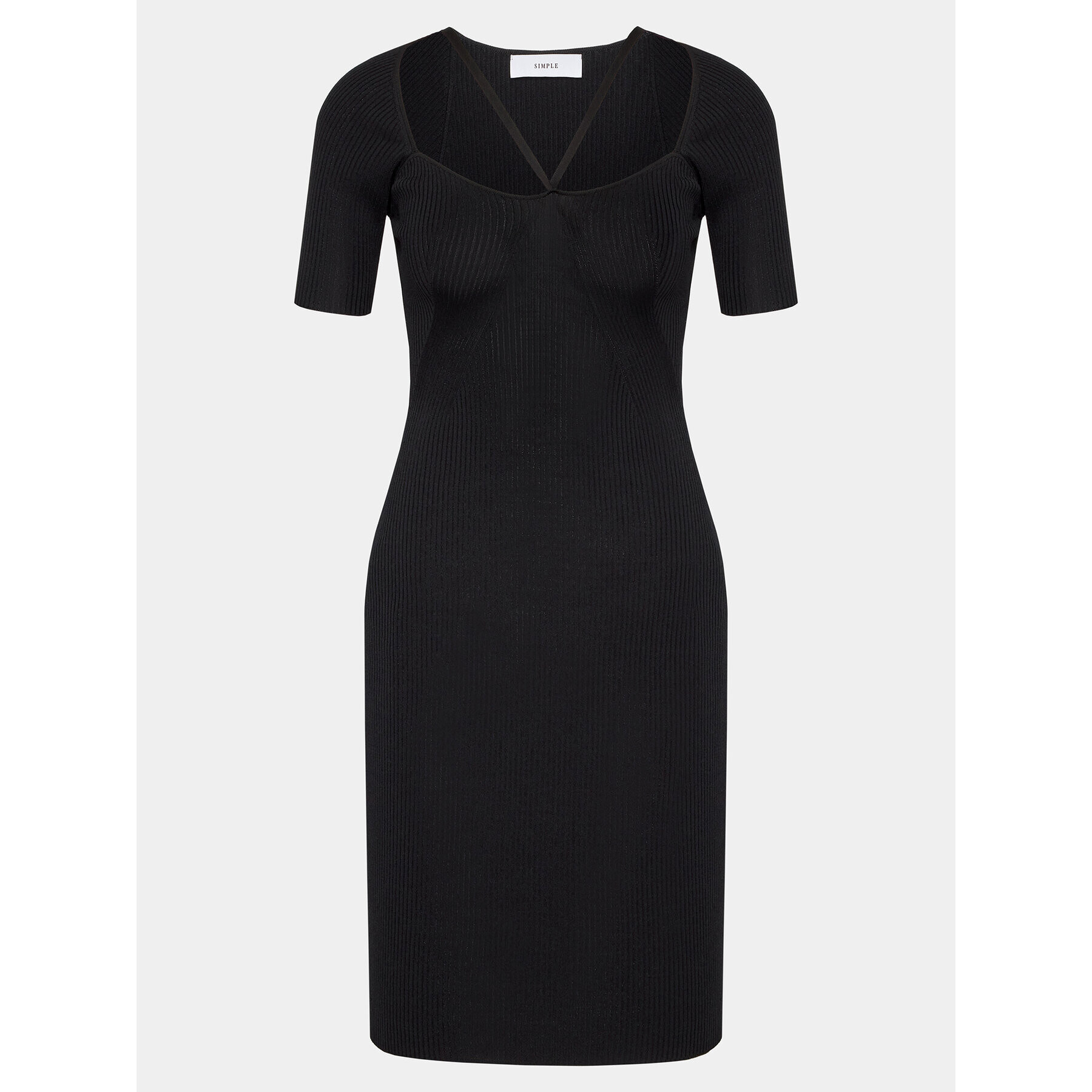 Simple Плетена рокля SUD003 Черен Slim Fit - Pepit.bg